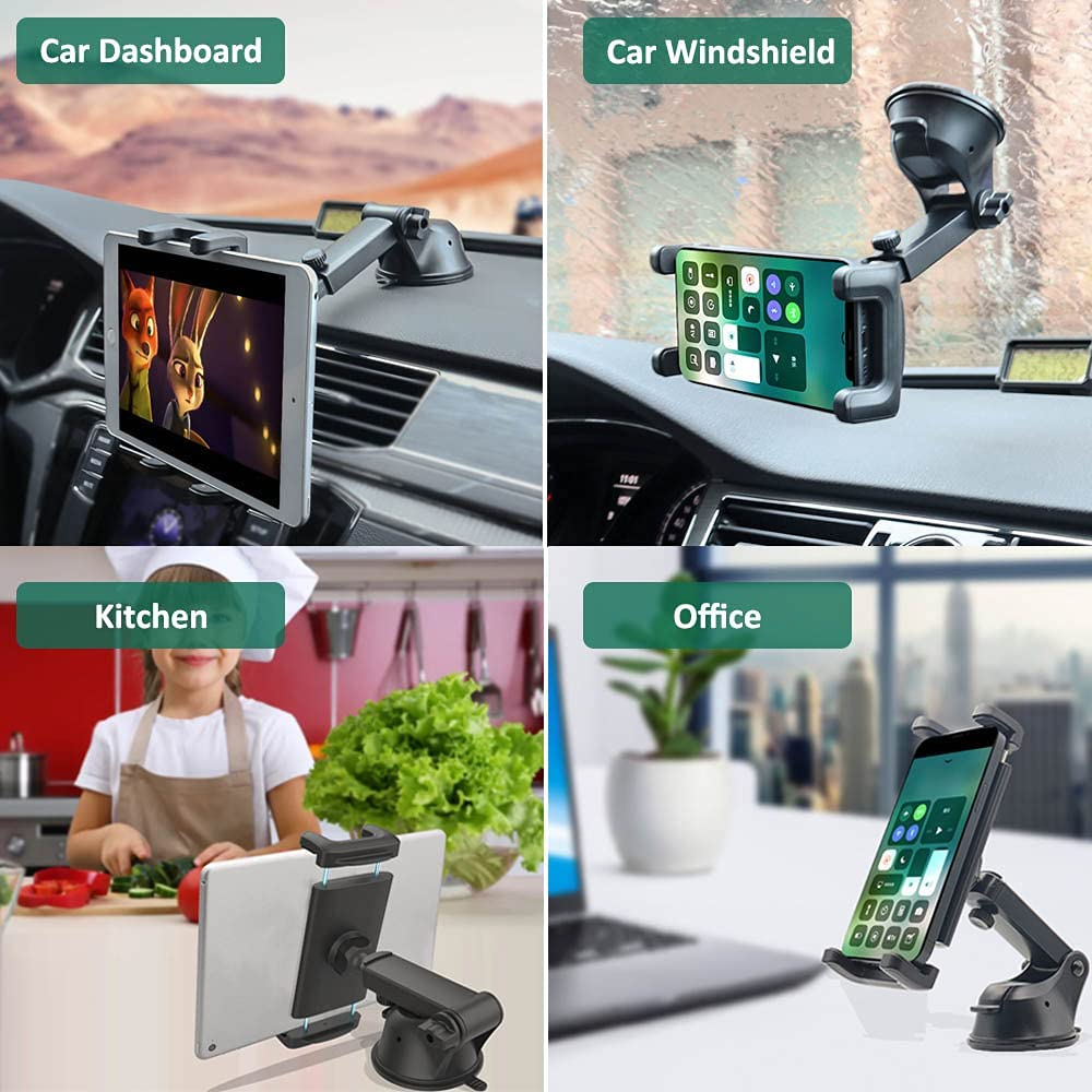 Car Dashboard Holder Tablet Mount, Woleyi Strong Suction Cup Tablet Mount for Windsheild Dash with Flexible Arm for Ipad Pro12.9 Air Mini, Iphone, Galaxy Tabs, More 4-13" Phones and Tablets image number 6