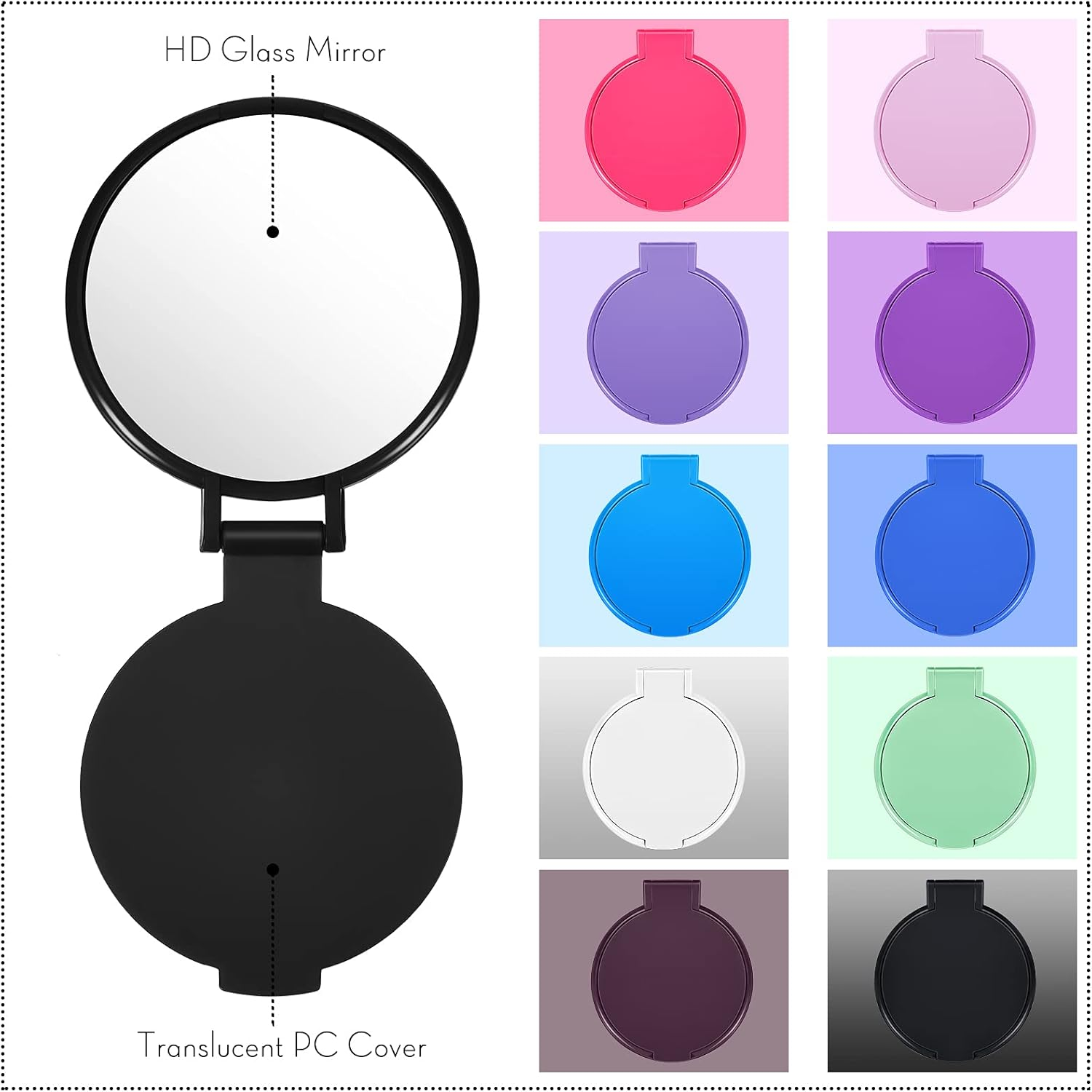 Jetec 40 Pieces Compact Mirrors Bulk Gifts Mini Vintage Pocket Mirrors for Purse Small Portable Folding round Makeup Stuffs for Travel Daily Use Party Favors Women (Classic Colors Set) image number 3