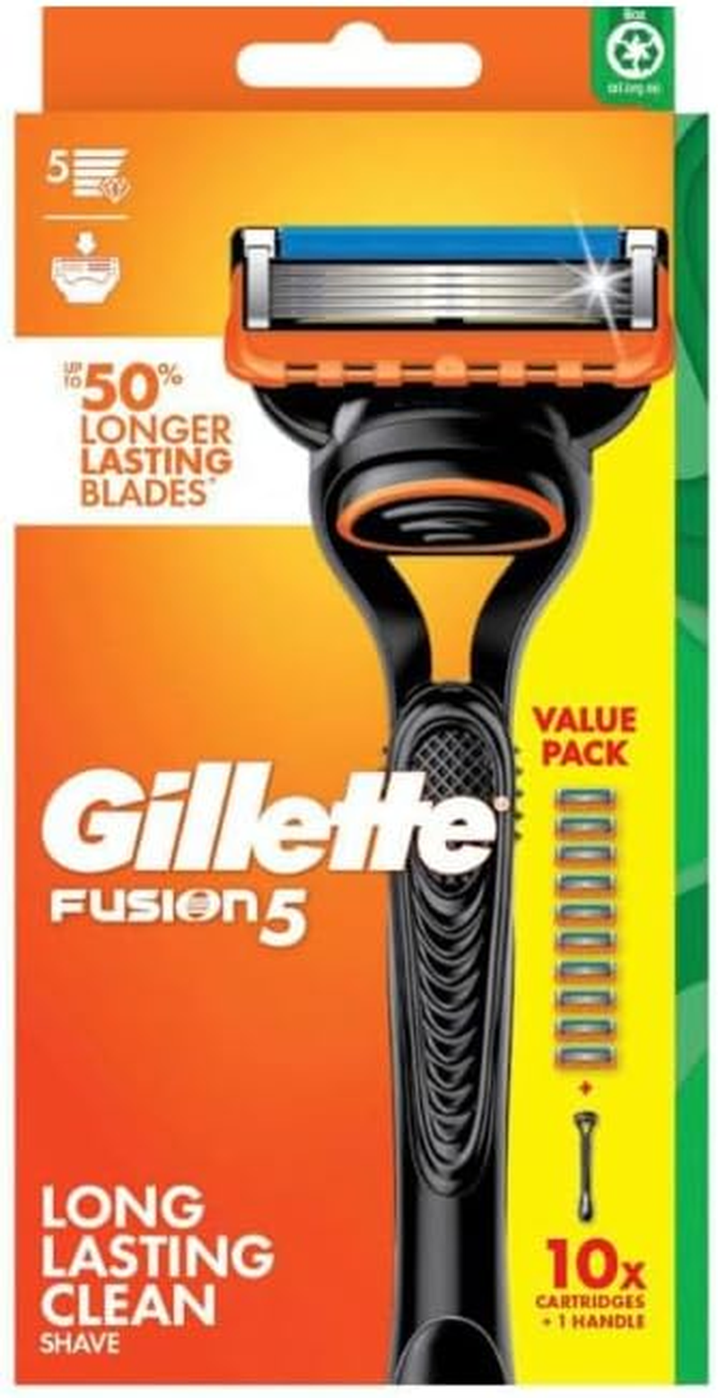 Gillette Fusion 5 Razor Handle with 10 Blade Cartridges, Value Pack Each