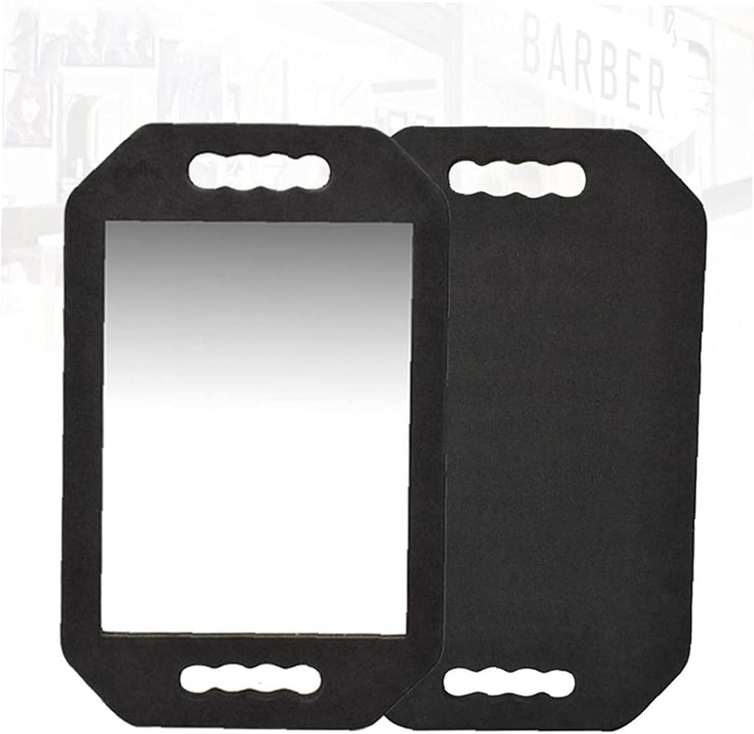 HREW Handle Mirror &ndash; Large Hand Mirror with Double Handle - Rectangular Hand Held Mirror with Handle - Lightweight Hair Salon Equipment Hairstylist and Barber Accessories (Double Rectangle)