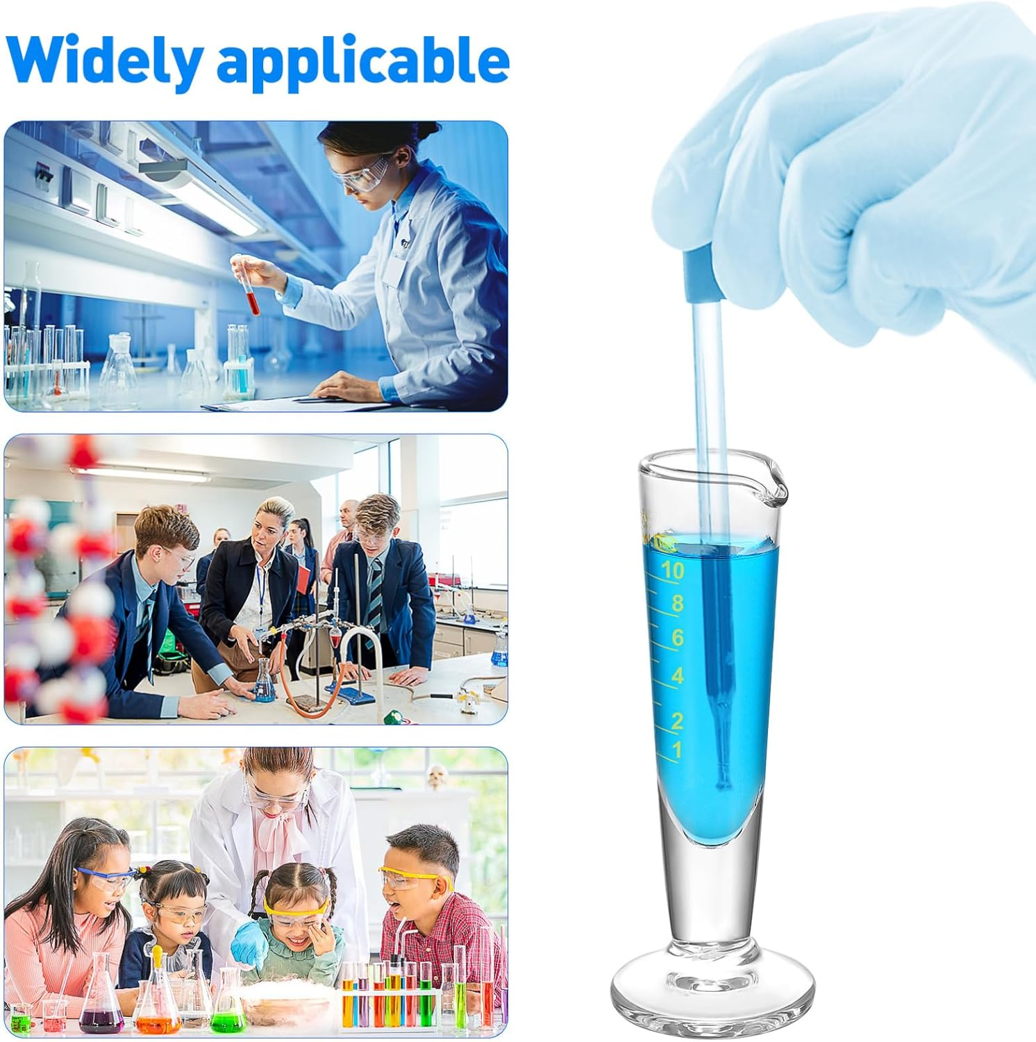 Cabilock 10Ml Professional Lab Graduated Measuring Cup with Spout Wide Mouth Glass Conical Beaker Laboratory Measuring Scale Cup Experiment Tool Accessories image number 3