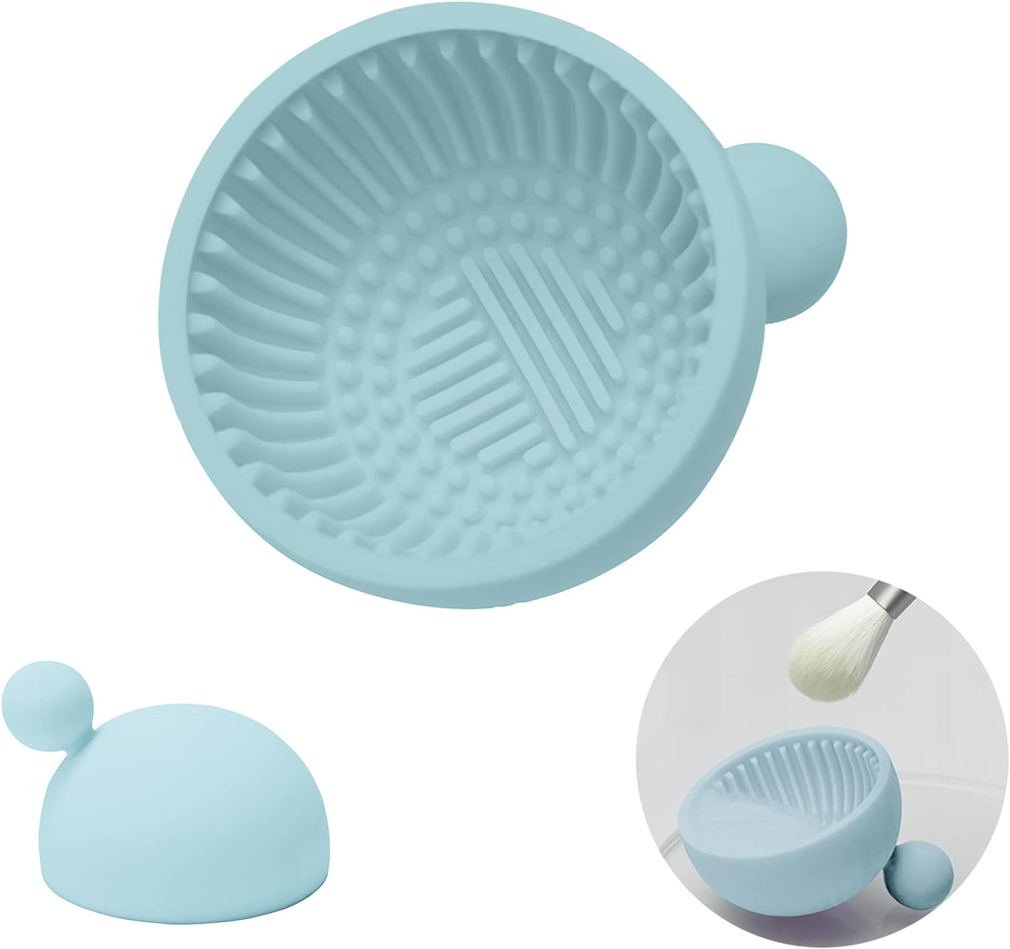 Makeup Brush Cleaner Mat，Silicone Make up Cleaning Brush Scrubber Bowl Portable Washing Tool Cosmetic Brush Cleaners for Gir，Easy Clean