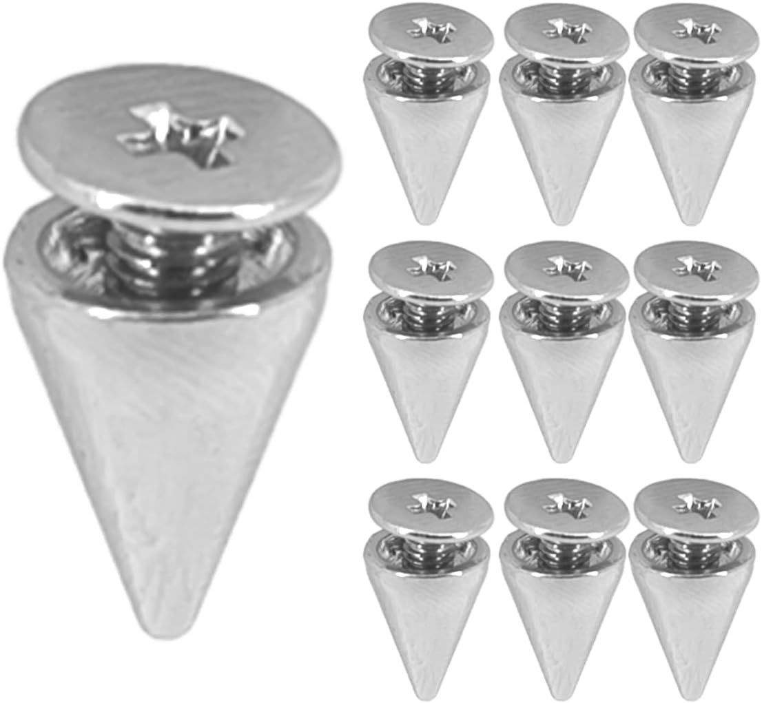 Megoto 100 Sets Cone Spikes Screwback Studs Rivets Metal Spikes Studs for Punk Style Clothing Bullet Shoes Bags Dog Collars Accessories DIY Craft Decoration (Cone 7X10Mm) image number 6