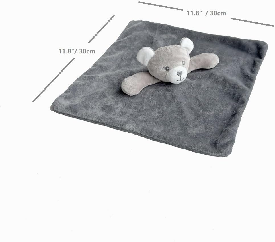 CREVENT Cozy Plush Baby Security Blanket Loveys for Baby Girls Boys, Stuffed Animal Ring Rattle Shaker Toy for Newborns (Bear + Handbell) image number 5