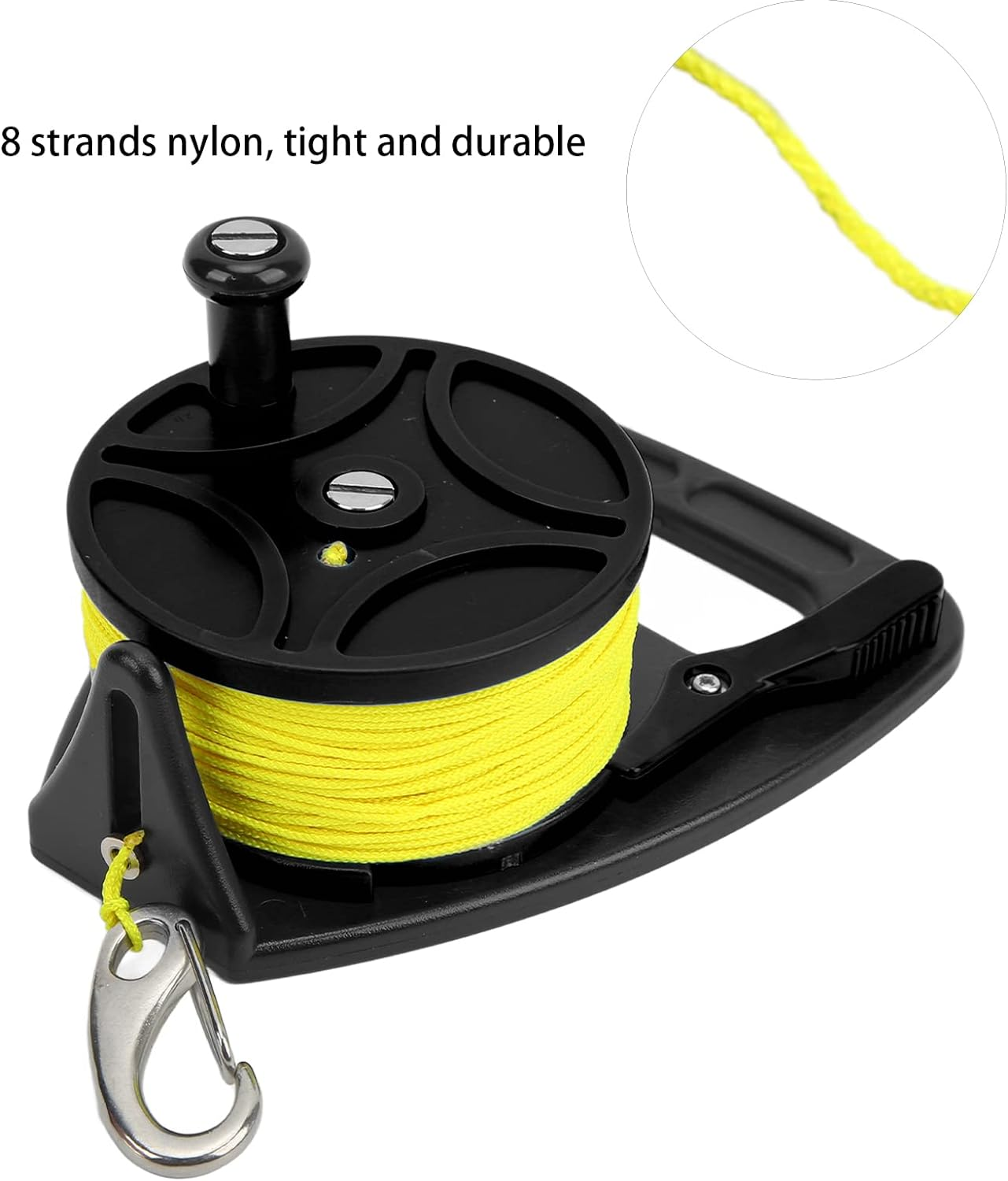 Alvinlite Dive Wreck Reel with Clip 83M Wire - Multi-Purpose Anchor Rope for Scuba Diving and Spear Fishing (Black) image number 1