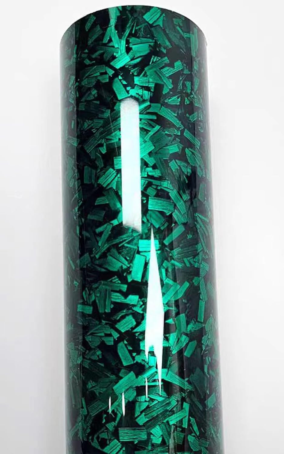 Green Forged Carbon Fiber Vinyl Wrap, High Gloss Car Wrap Vinyl Roll Auto DIY Decal Sticker Film Sheet Air Release Self-Adhesive Decor Vinyl