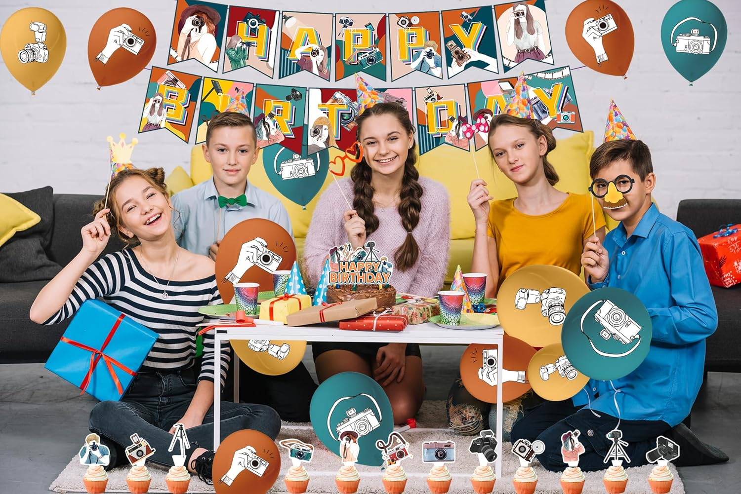 Photography Party Decorations Photography Birthday Party Supplies Includes Photography Birthday Banner Cake Topper Cupcake Toppers Balloons for Photographer Party Photography Enthusiast Party image number 1