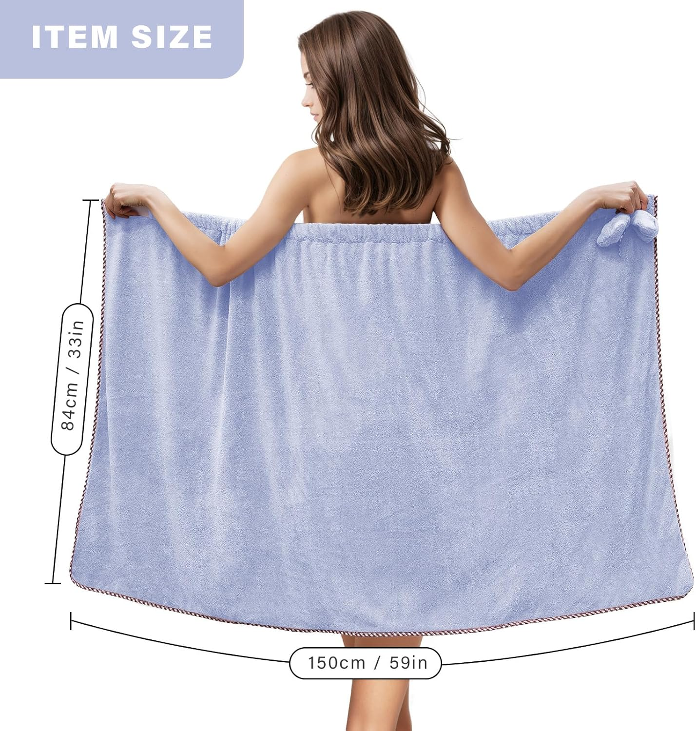 GOSCHE Bath Wrap for Women, Adjustable Shower Wrap Towel with Home Hotel Bath Towel Nightgown for Sauna Beach Pool Gym Travel - Blue XL