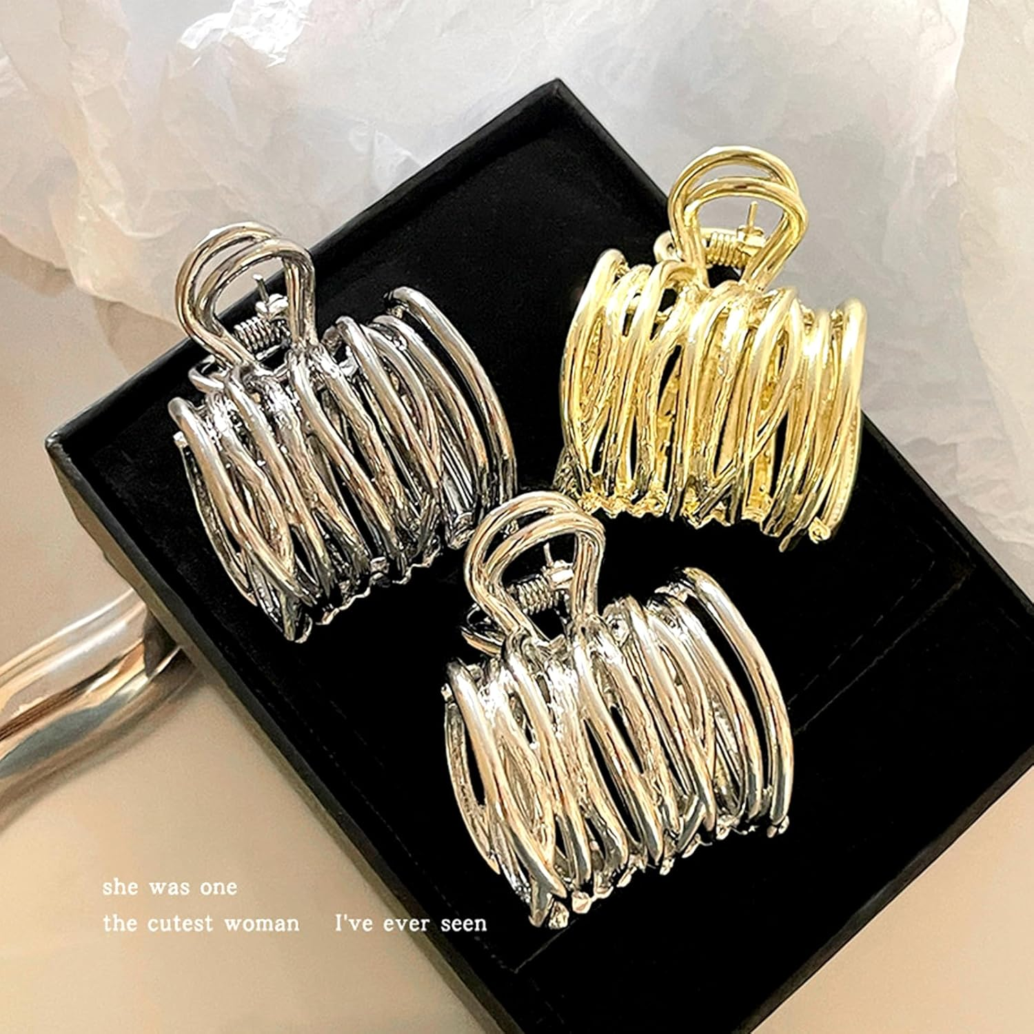 Pack of 3 Women'S Hair Accessories, Hair Ties, Hair Clips, Hair Clips, for Hair Clip, Metal, Ponytail Clip, Thick Gold Accessories, Hairpin, Hairstyle Aid, Ponytail Clips image number 2