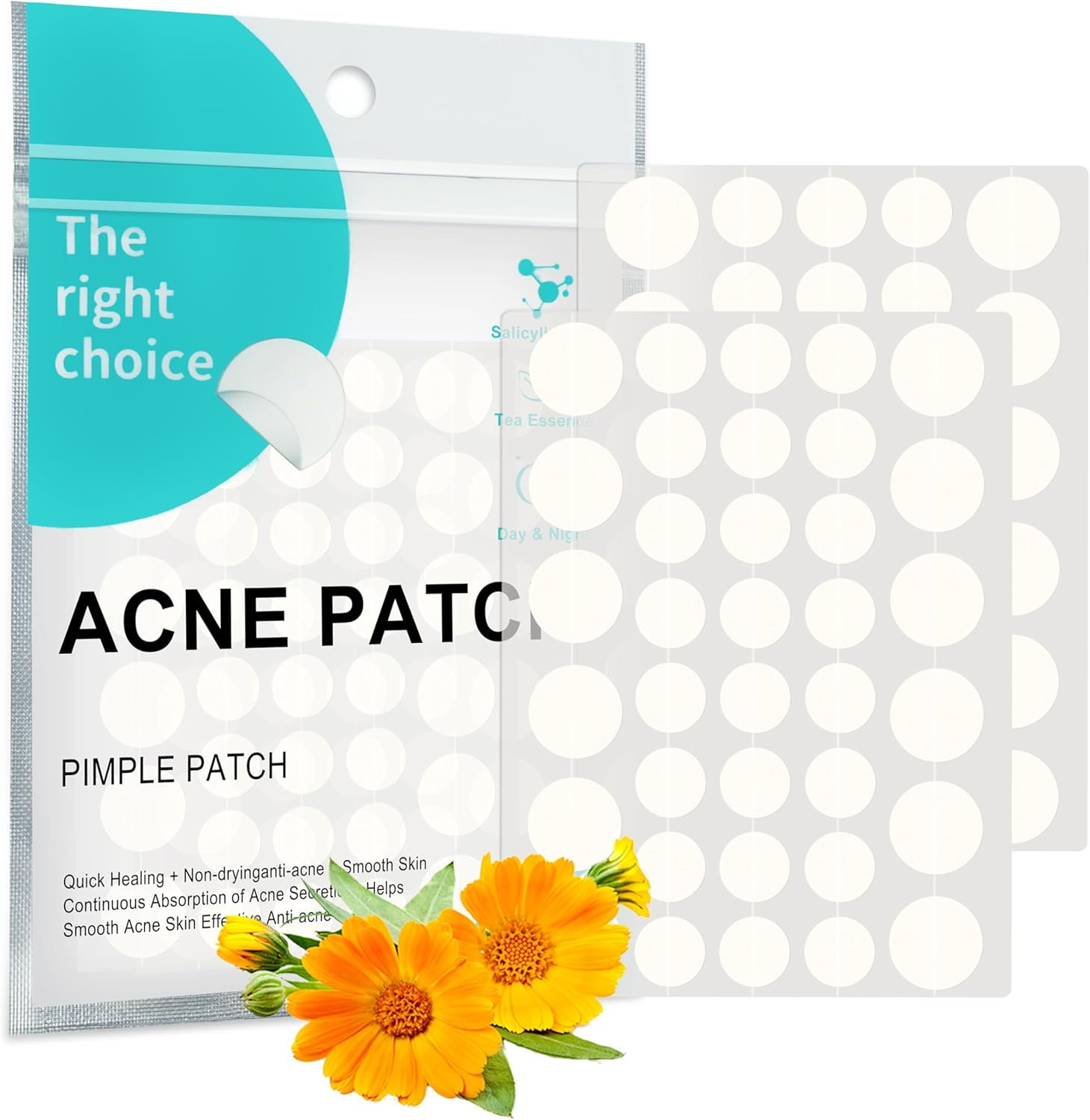 Pimple Patches for Face - Hydrocolloid Acne Patch Invisible (72 Pieces) for Blemish Care, Absorbs Zits, 2 Sizes