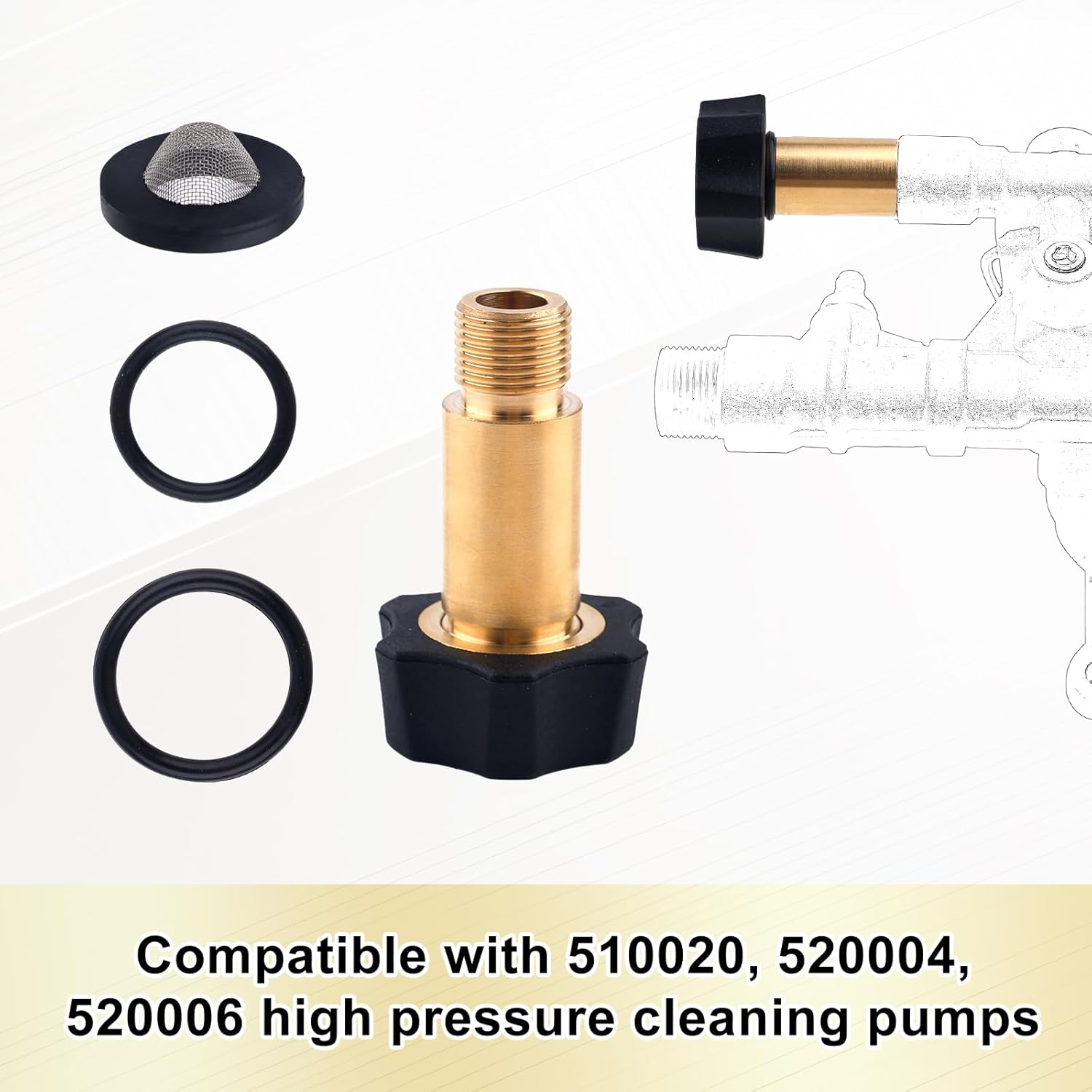 Gosknor 7110166 High Pressure Washer Inlet Fitting, Brass Water Inlet Adapter Replacement for Simpson Power Washer Pumps 510020 520004 520006 Models image number 1