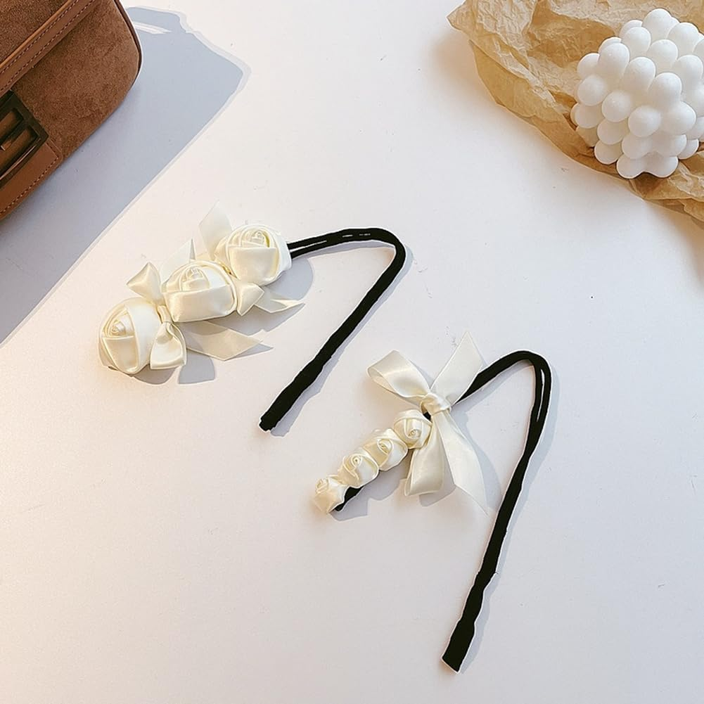 White Rose Hair Bun Makers Lazy Curler Clips Doughnut Hair Bun Maker Twist Bun Accessories Hair Styler Tool for Women Girls image number 5