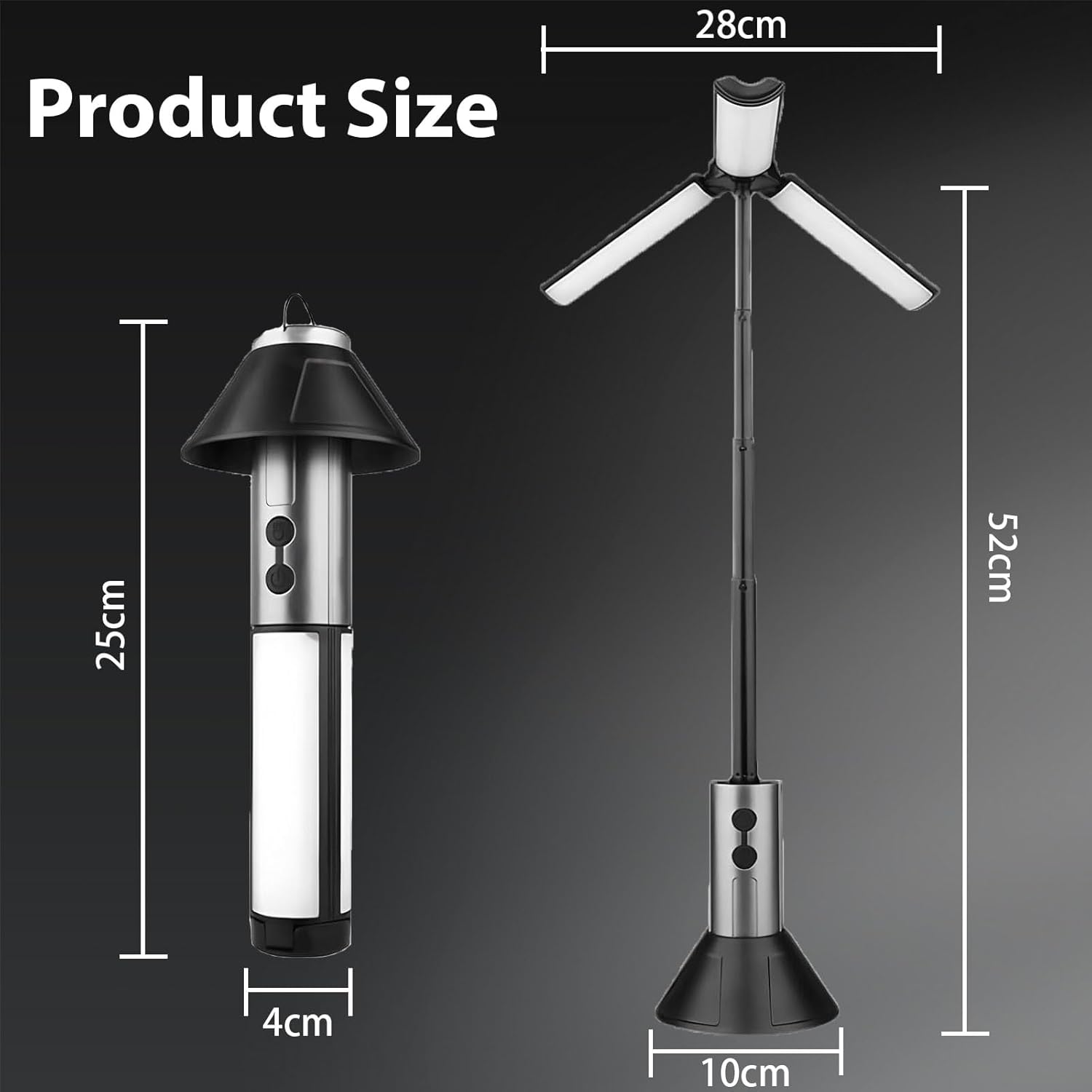 SWNEPOF Rechargeable Camping Lantern with 3000Mah Battery, Telescopic Triple LED Heads Flashlight, 5 Lighting Modes, IPX4 Waterproof Portable Collapsible Light for Camping, Hiking, Emergency Use image number 6