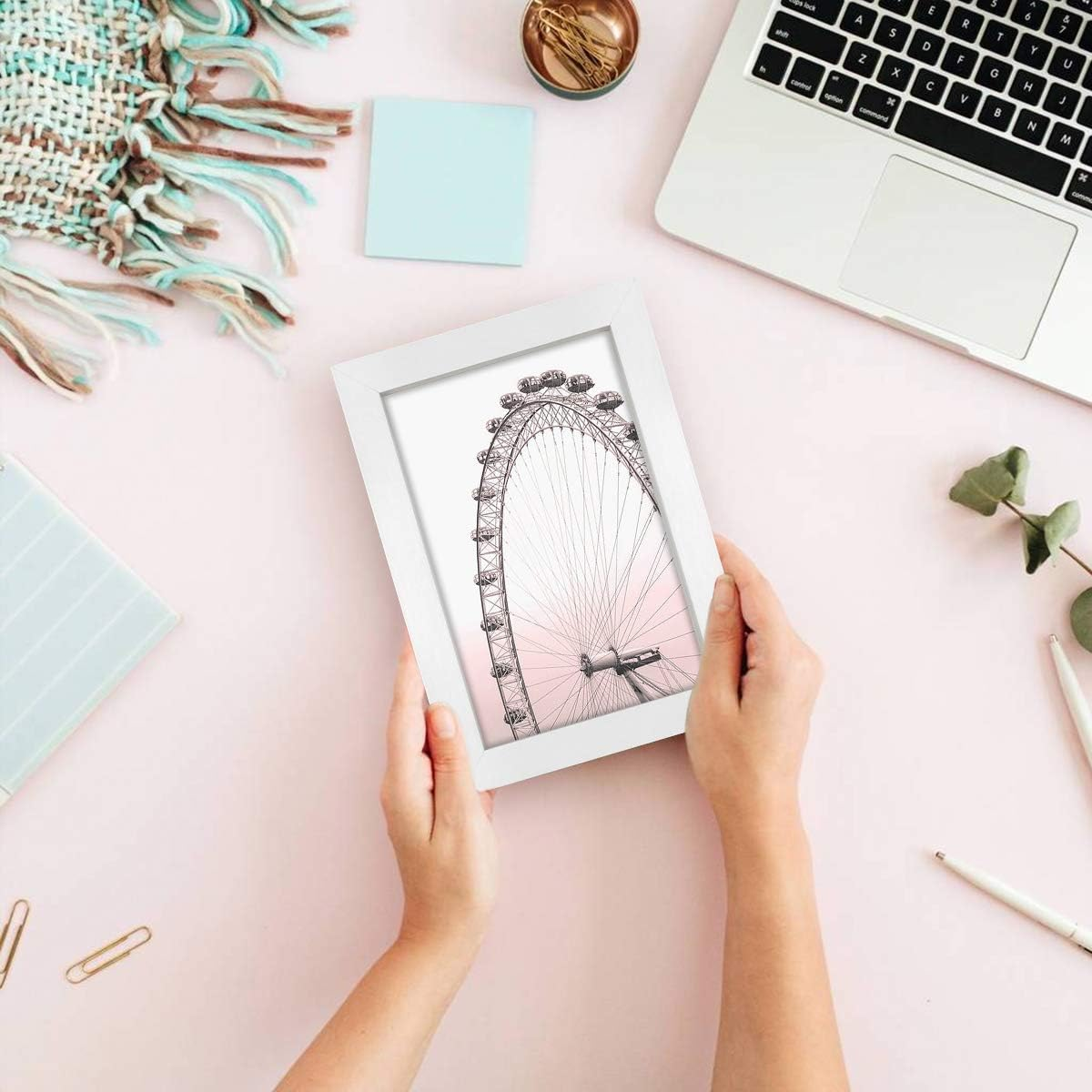 Q.Hou 4X6 White Picture Photo Frame, 3 Packs, Real Glass Front for Tabletop or Mount image number 1