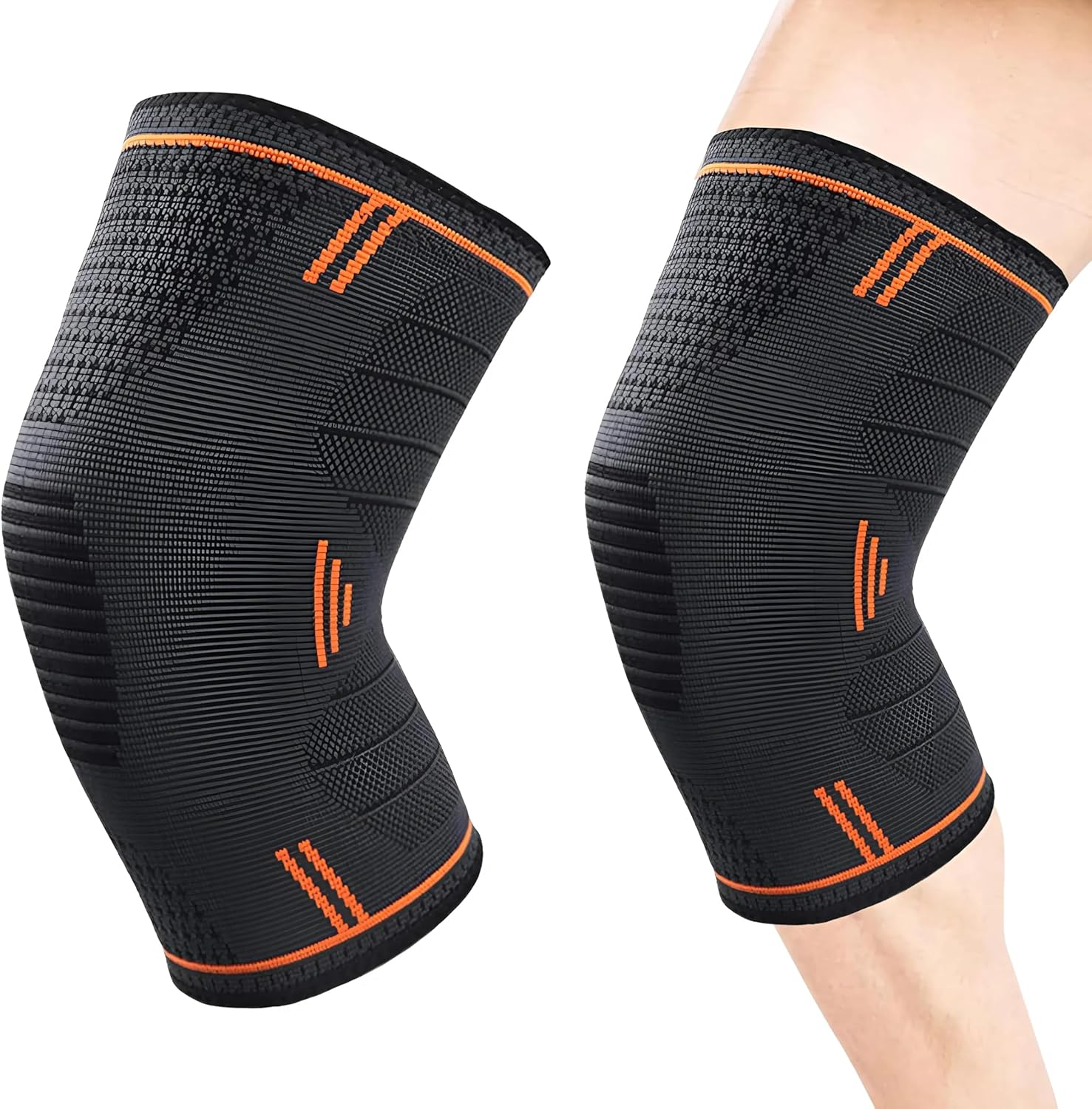 EZONEDEAL Knee Braces for Knee Pain, Knee Compression Sleeve for Men and Women, Knee Support for Meniscus Tear, Running, Weightlifting, Workout, ACL, Arthritis, Joint Pain Relief, Sports (1PCS) (S) image number 2