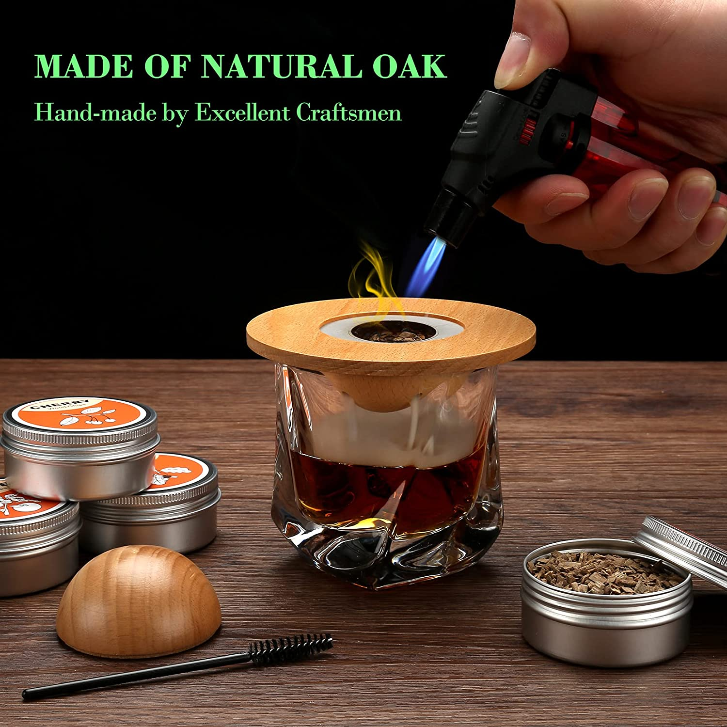 Cocktail Smoker Kit with 4 Wood Chips, Old Fashioned Whiskey Smoker Drinks Kit, Whisky Smoker for Cocktails, Wine, Whiskey, Bourbon, Husband, Dad image number 4