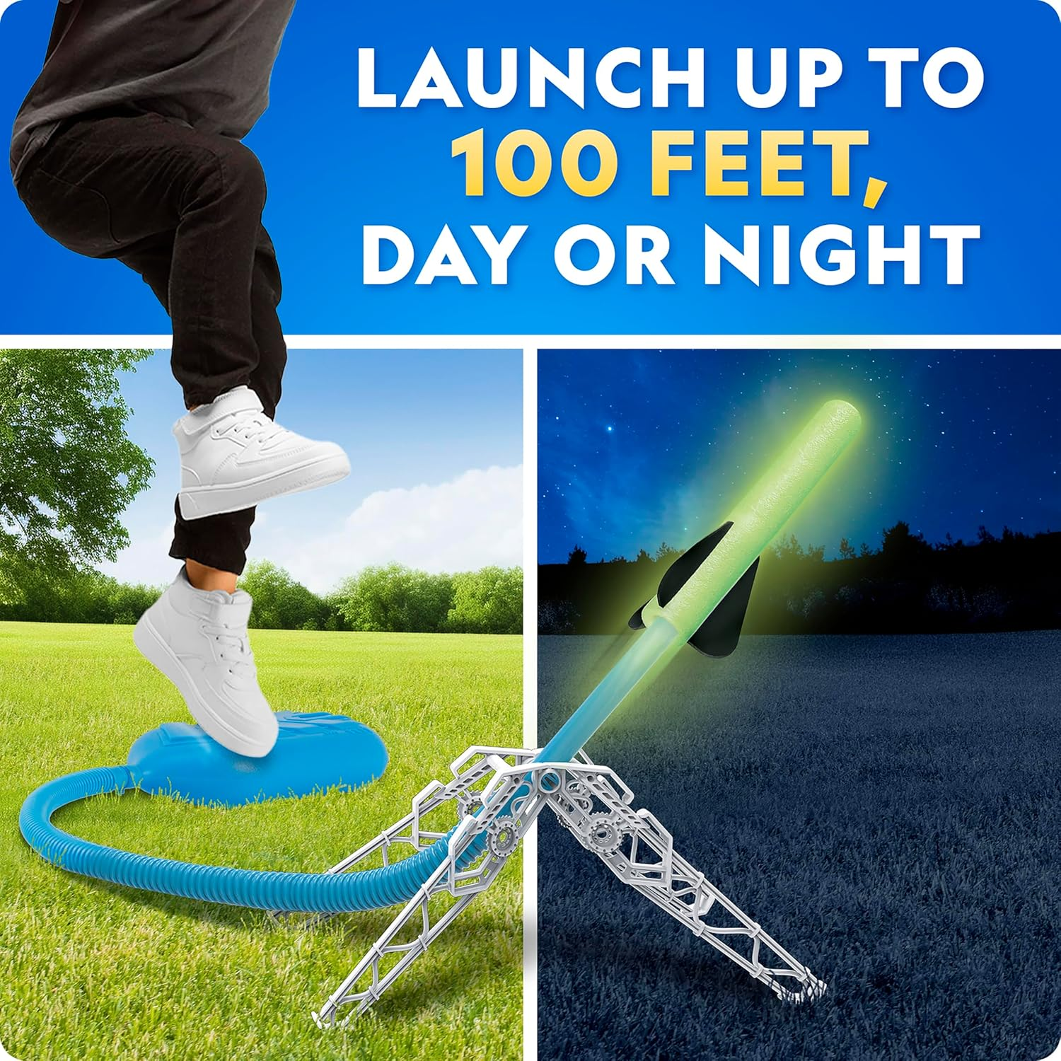 National Geographic Air Rocket Launcher Toy - Launch Glow in the Dark Rockets up to 30 Meters, Outdoor Toys, Glow in the Dark Toys for Kids 8-12 image number 5