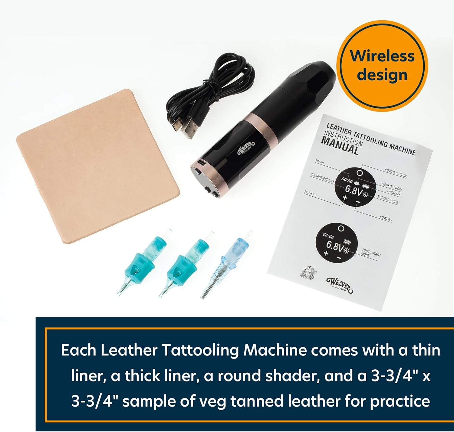 Weaver Leather Supply Tattooling&trade; Leather Embosser, Wireless Low Vibration Stamping Tool, Leathercraft Tool for Creating Tattoo-Like Designs image number 6