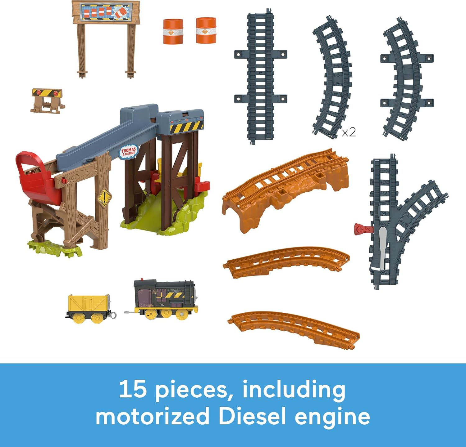 Thomas & Friends Motorized Toy Train Set Diesel&rsquo;S Lift & Load Construction with Track & Cargo for Preschool Kids Ages 3+ Years image number 5