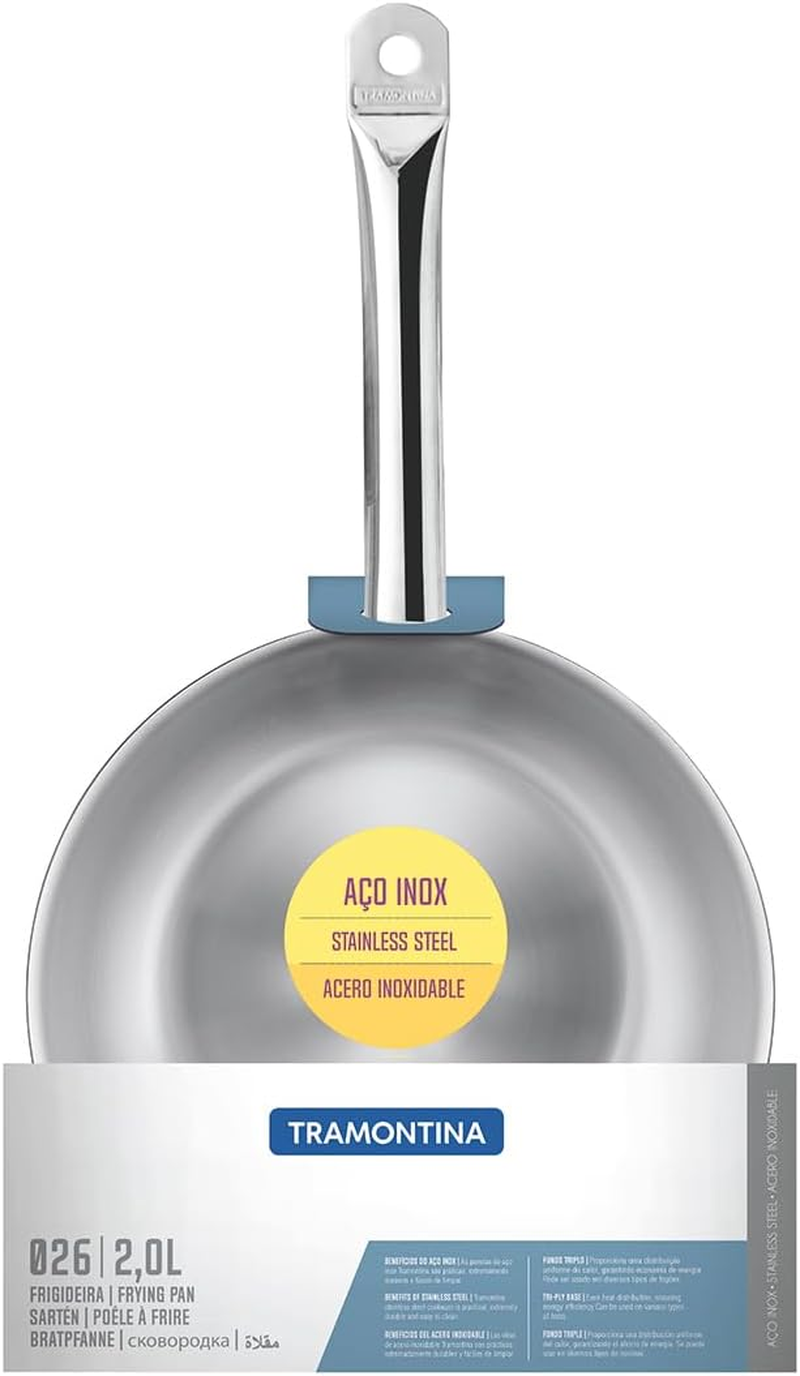 Tramontina 62635260 Professional Stainless Steel 26 Cm Frying Pan, 2 Litre Capacity image number 6