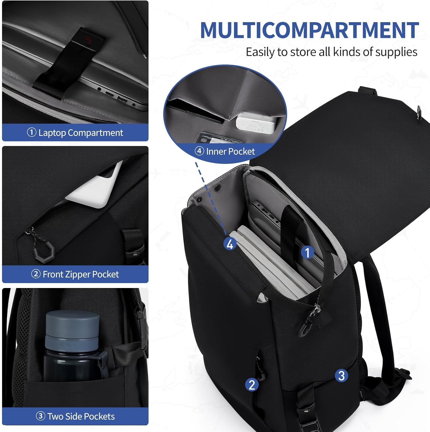 OIWAS Laptop Backpack for Men, Business Backpacks for Men with Magnetic Buckle, Waterproof Work Backpack Fits 16 Inch Laptop, Large Capacity Travel Backpack for Men Women image number 6