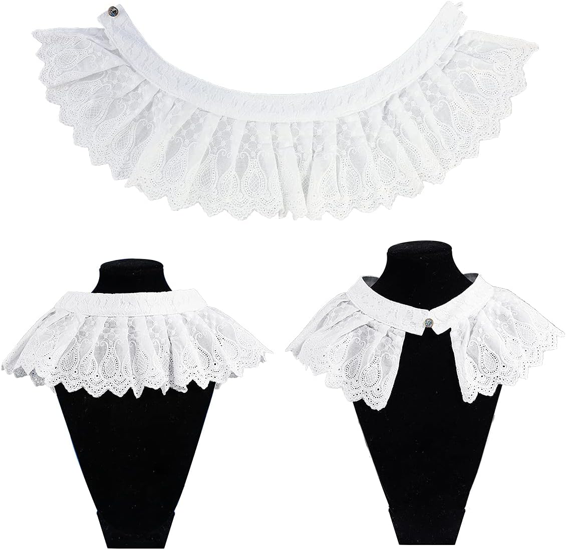 Halloween Judge Costume Accessory Lace False Collar Judge Choker Blouse Collar plus Wooden Courtroom Gavel Hammer for Halloween Judge Cosplay Justice Costume Party Favors Props image number 3