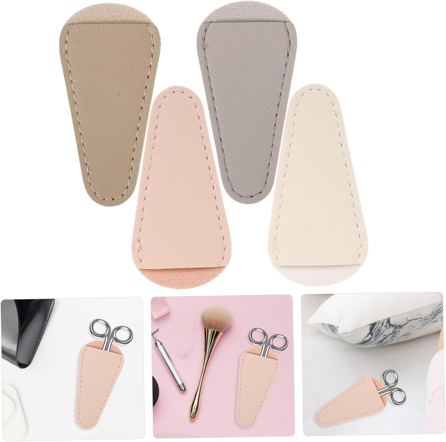 MUCKLILY 4Pcs Nail Clipper Protective Covers Cuticle Nipper and Tweezers Caps Compact Stylish PU Leather Soft Sleeve for Manicure Tool Protection image number 1