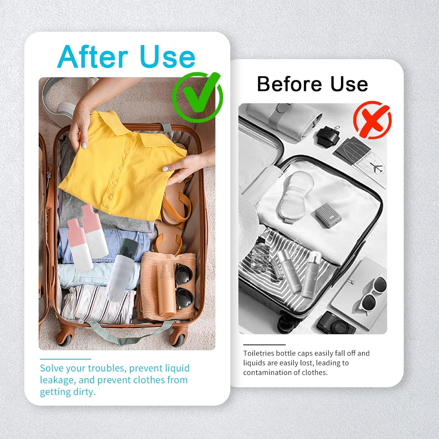 10Pcs Silicone Bottle Covers, Silicone Elastic Sleeves for Travel Cruise Ship Essentials Travel Size Toiletries Leak Proof Sleeves for Most Travel Bottle (5 Colors) image number 1