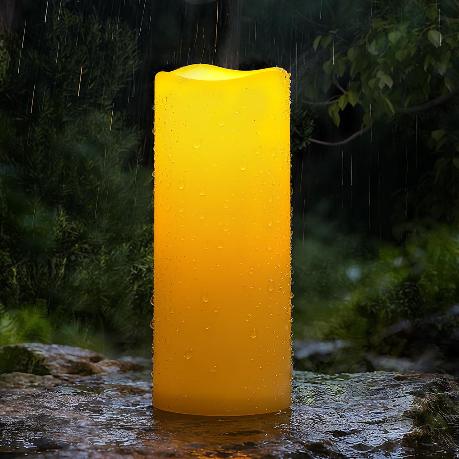 Homemory Large Solar Candles Outdoor Waterproof, 4"X10", Dusk to Dawn, Solar Powered Flameless Candles for Outdoor, Lanterns image number 4