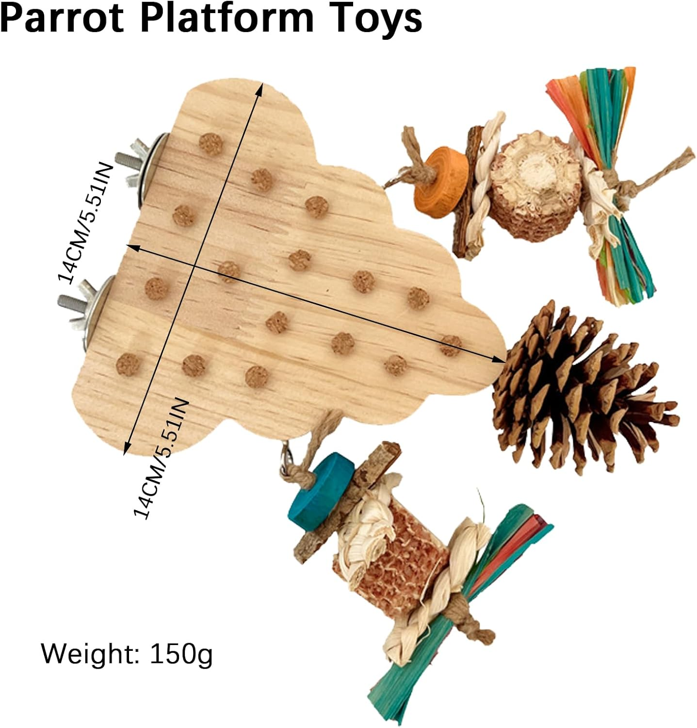 DXQCHDUO Parrot Platform Toys,Wooden Bird Climbing Plaftform with Chew Toys,Corn Stick Pine Cones Parrots Toy,Bird Cage Accessories for Small and Medium-Sized Parrots image number 3