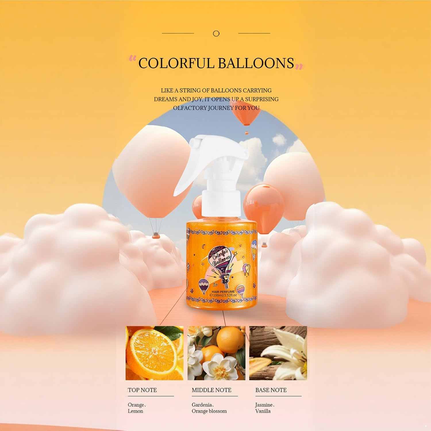 Iiniim 24 Hour Freshness Body Spray for Men and Women Multi Use Fragrance Mist for a Light Scent on Hair and Clothes Orange One Size