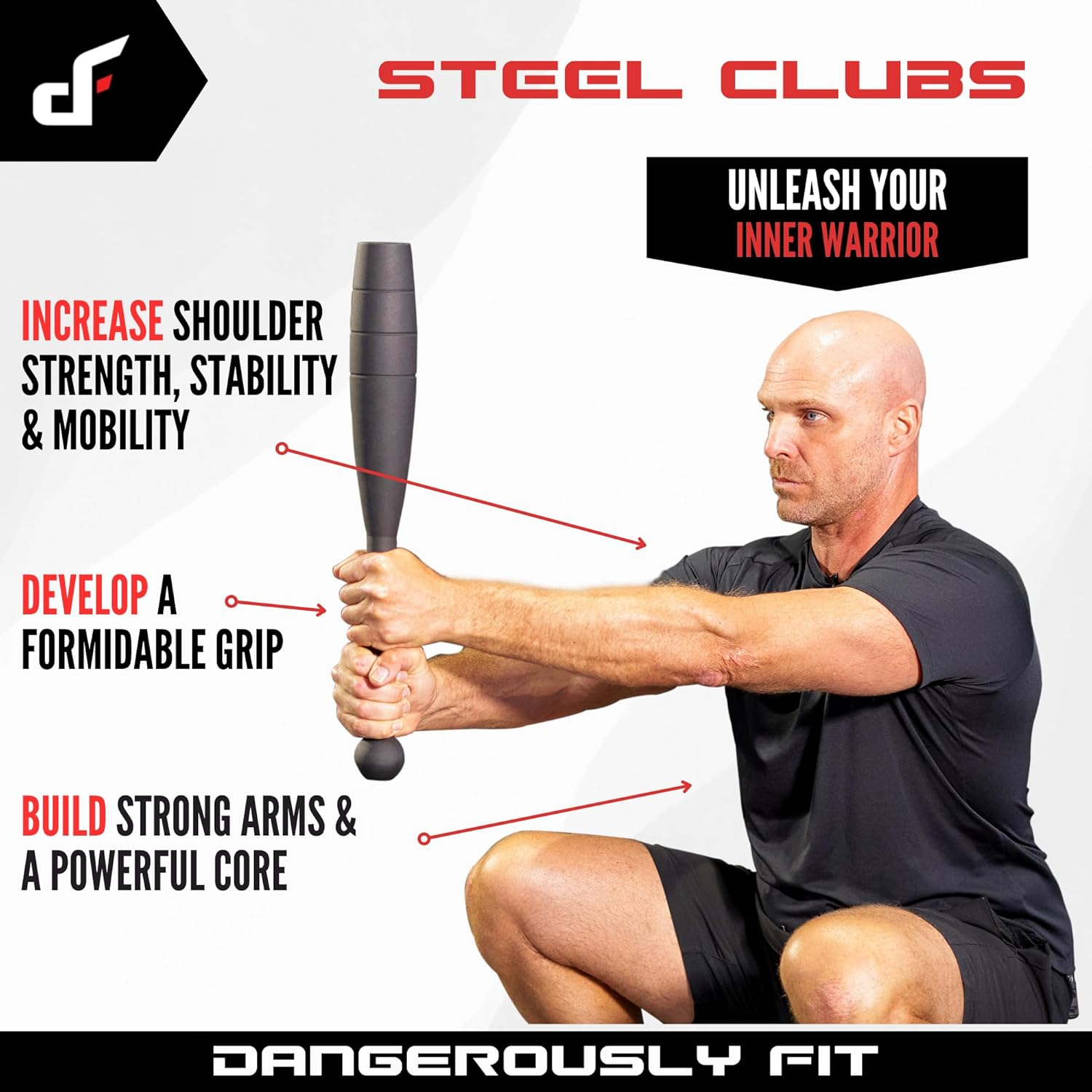 Indian Club Bell 2Kg-30Kg, Steel Clubbell Strength Training & Full Body Workouts - Weighted Exercise Bat - Grip Forearm Power Clubs Strength Trainer for Men & Women Home & Gym Fitness image number 6