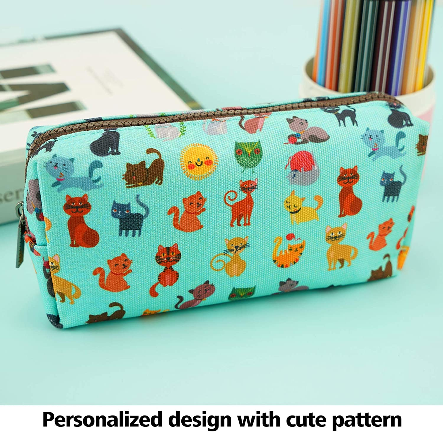 Lparkin Cute Cat Pencil Case Pouch Make up Case Stationary Kawaii Pencil Box Teacher Gift Gadget Bag Cosmetic Bag image number 4