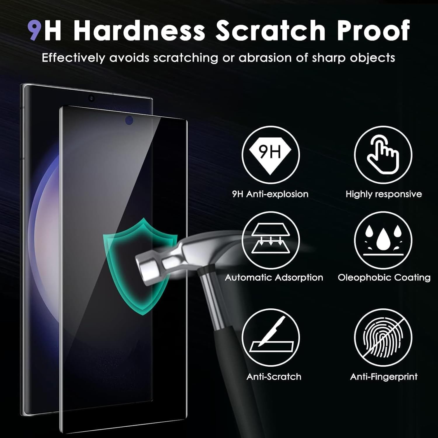 (2+2PCS) RUNGOS for Samsung S23 Ultra Privacy Screen Protector Tempered Glass with Camera Lens Protector [Fingerprint Sensor Friendly] anti Spy Privacy Screen for Galaxy S23 Ultra Screen Protector 12 image number 6