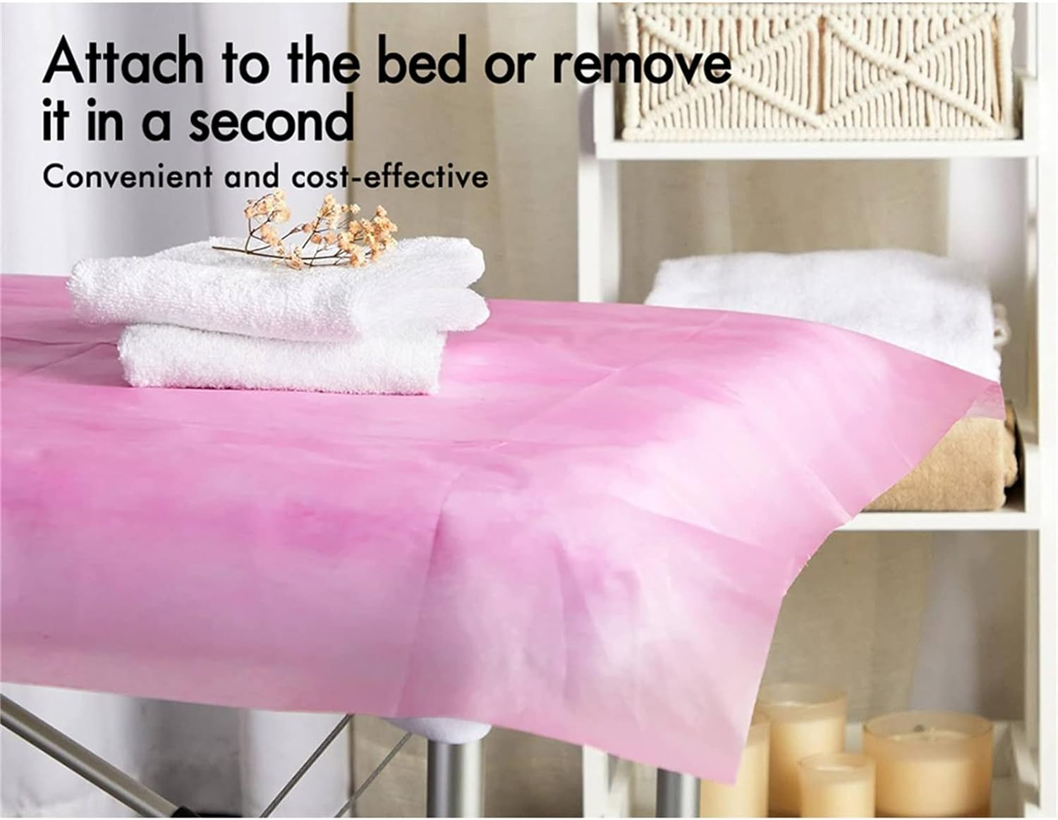 ALFORDSON Disposable Bed Sheet 300Pcs Massage Table Sheets, 6 Rolls Breathable Non-Woven SPA Massage Table Cover in 180Cm X 80Cm, Water & Oil Proof Bed Cover for SPA Tattoo Beauty Salon, Pink