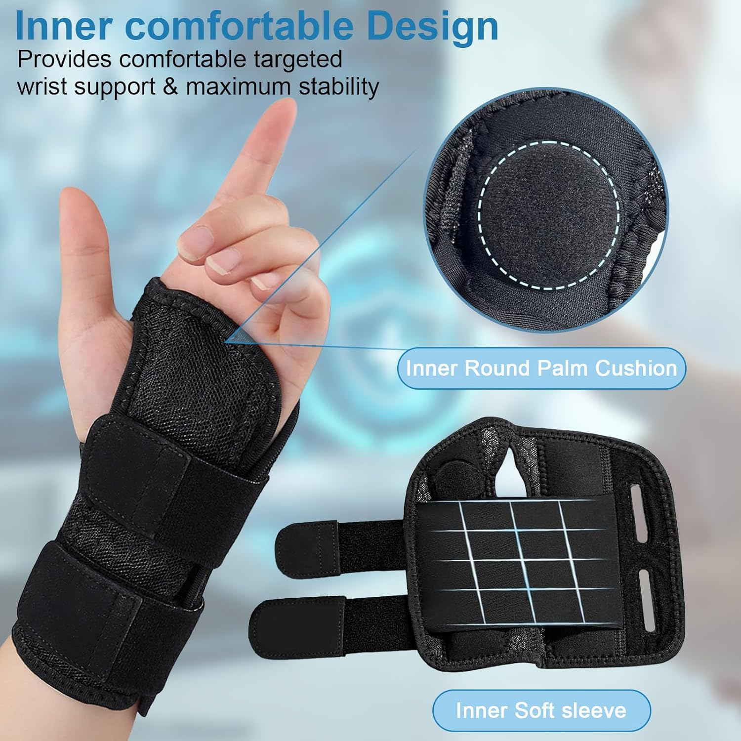Carpal Tunnel Wrist Brace with Splint, Adjustable Wrist & Hand Support, Relieves Dequervain'S Tenosynovitis, Tendonit, Day & Night Wear for Pain Relief, Fits Left & Right Hand, Men & Women (Right) image number 1