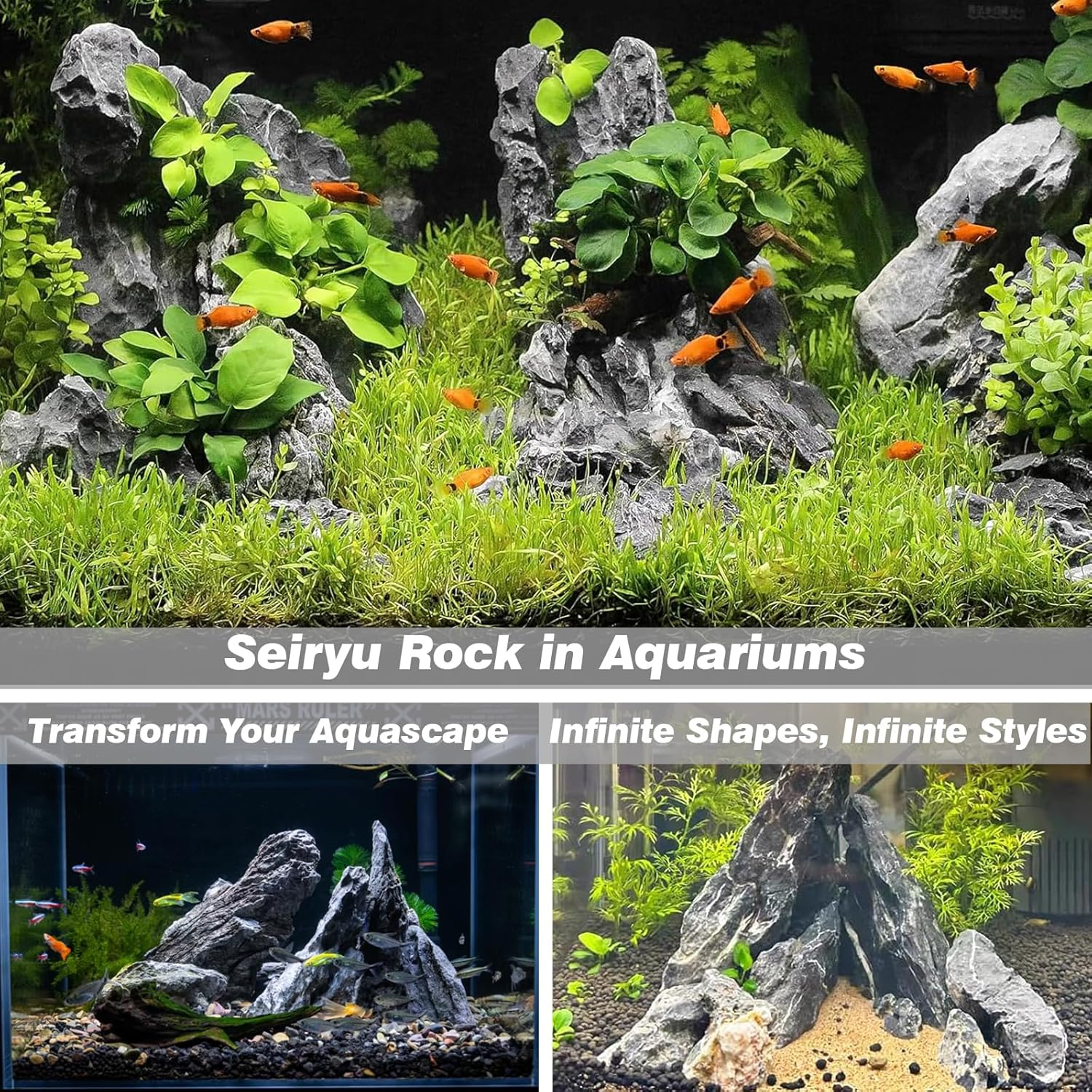 Unocho Seiryu Rock Stone 11LB Natural Slate Stone Rocks 3 to 8 Inches Fish Tank Decor Rocks for Aquariums Landscaping Model Tank Decoration Aquarium Miniature and Fairy Garden Fish Tanks image number 1