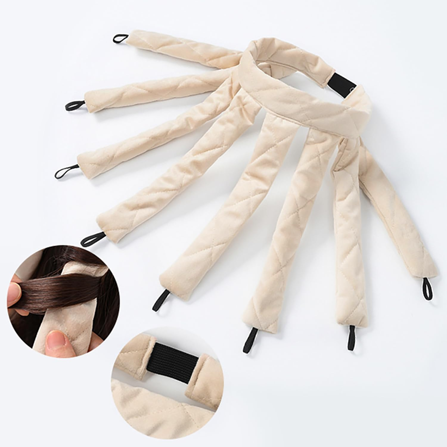 Smaoqingji Octopus Heatless Curls Curlers Headband - 1 Piece, Beige, Heat-Free Curler Overnight, Suitable for Wet and Dry Hair, Long and Short Hair, at Home and on the Go image number 1