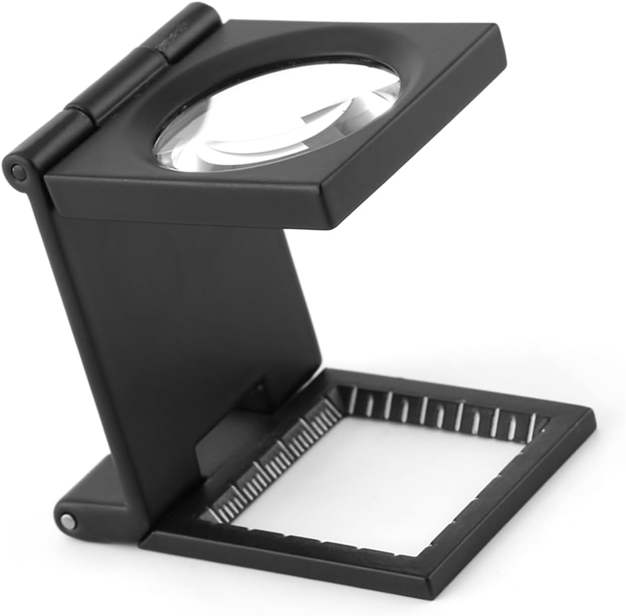 Mini Threefolding 10X Magnifier Magnifier Loupe, Folding Magnifier Loupe 10X28Mm Zinc Alloy Folding Magnifier Magnifying Glass with Scale for Textile Optical Jewelry Collection image number 3