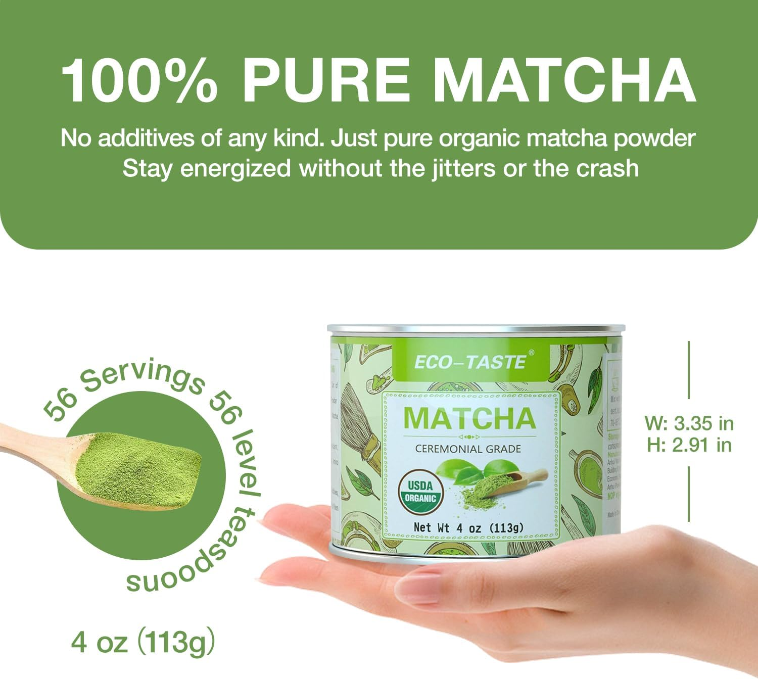 Matcha Green Tea Powder - Ceremonial Grade, for Smoothies Lattes and Baking, No Additives or Fillers, 113G (4Oz) image number 5
