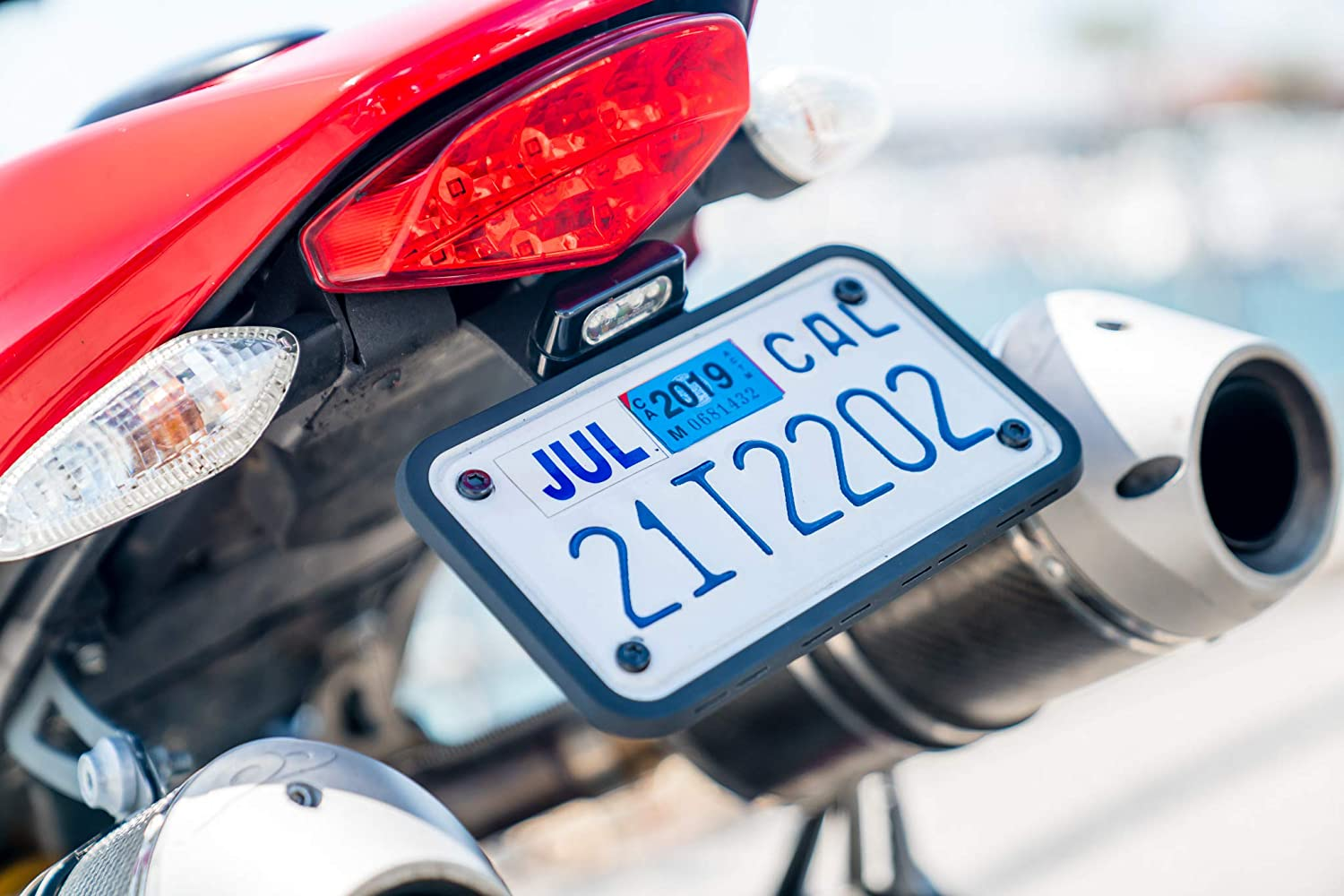 Rightcar Solutions Motorcycle the Original Premium Grade Silicone Bike Plate Frame | Rust Proof, Rattle Proof, Weather Proof License Plate Holder (Black)