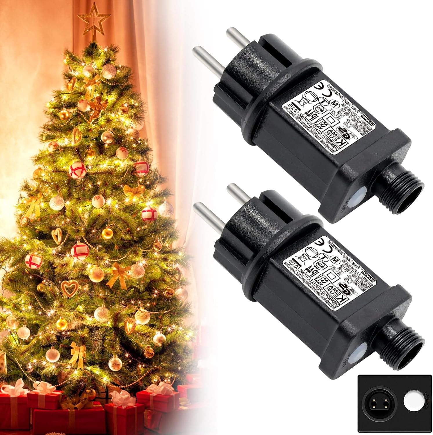 Vautvis 31V 6W Turn Signal for Garland, 2 Piece Transformer for LED String Lights, Outdoor Light Adapter with 8 Modes, Waterproof IP44 Led Transformer for Christmas Lighting image number 4