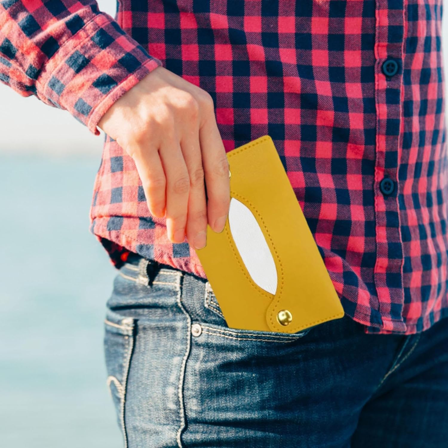 Tissue Holder | Reusable Paper Box Bag for Car, Home and Travel | Portable Organiser for Living Room, Bathroom, Travel | Durable and Practical for Daily Carry, I image number 2