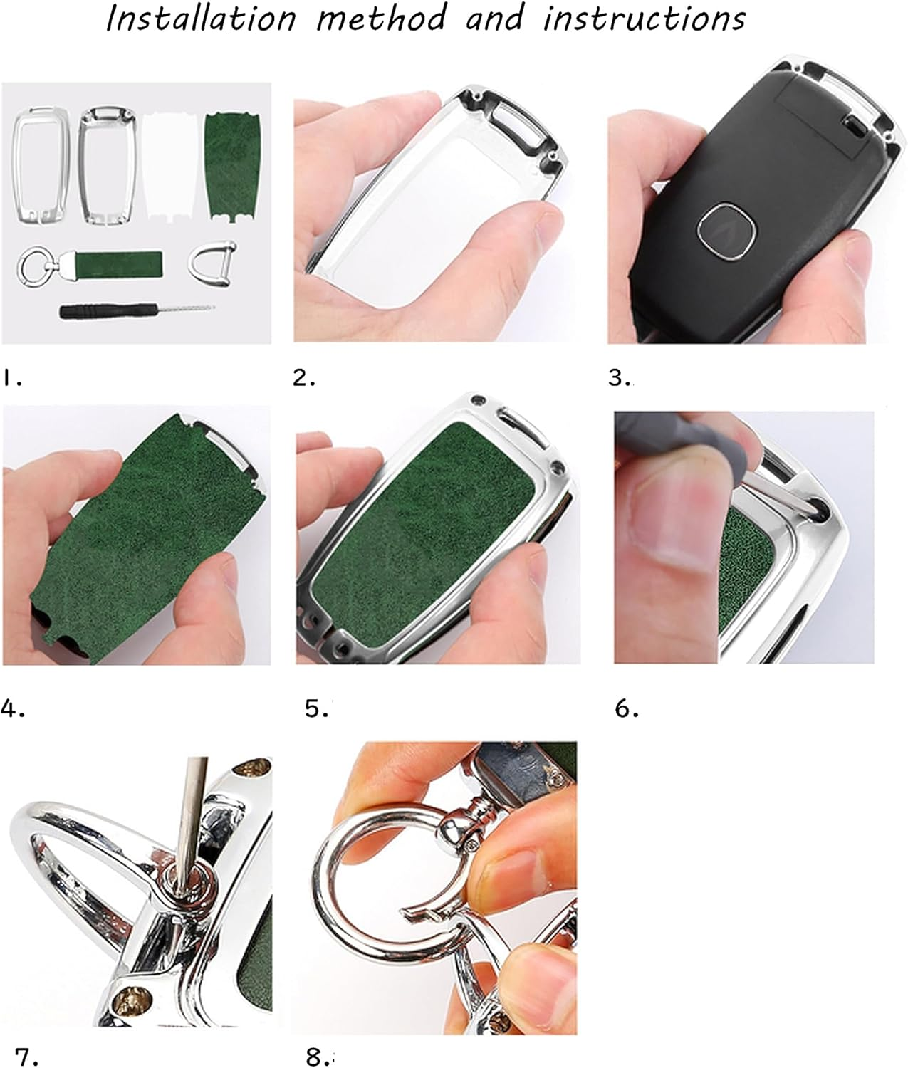 Ontto Alloy Leather Car Key Fob Cover Fit for Toyota Land Cruiser 200 300 Prado Crown TLK 200 Yaris Cross Hilux Innova Fortuner Smart Key Holder Case Keyring Shell Bag Keychain Accessories - Brown image number 4