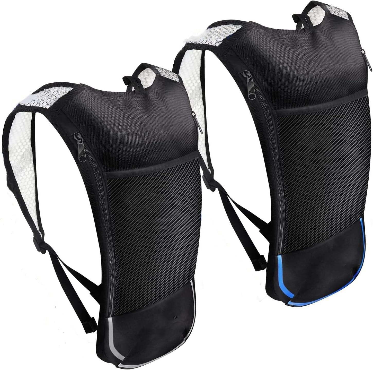 2 Pack Hydration Backpack Pack, Lightweight Breathable Water Backpack with 3 Layer Pockets, Reinforced Shoulder Straps for Hiking Running Cycling image number 2