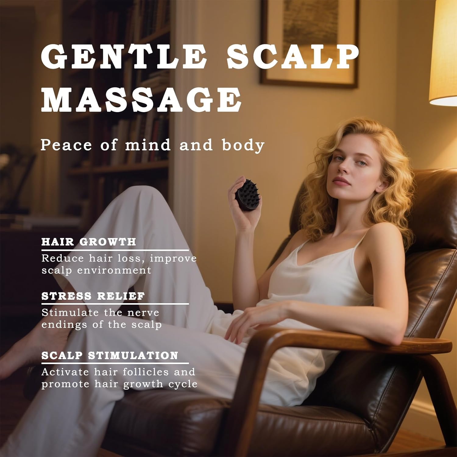 Hair Scalp Massager Shampoo Brush, Freatech [Wet & Dry] Manual Head Scalp Massage Brush, Soft Silicone Bristles Care for the Scalp, Exfoliate and Remove Dandruff, Promote Hair Growth - Black image number 5