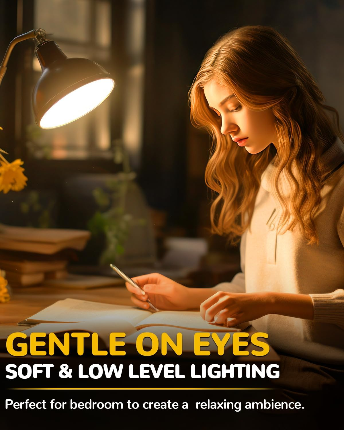 Tobebright 2.5W E27 LED Screw in Light Bulb, Warm White, G45 Golf Ball Edison Vintage, Amber Glass, Equivalent 20-25W, Non-Dimmable, 3-Pack image number 4