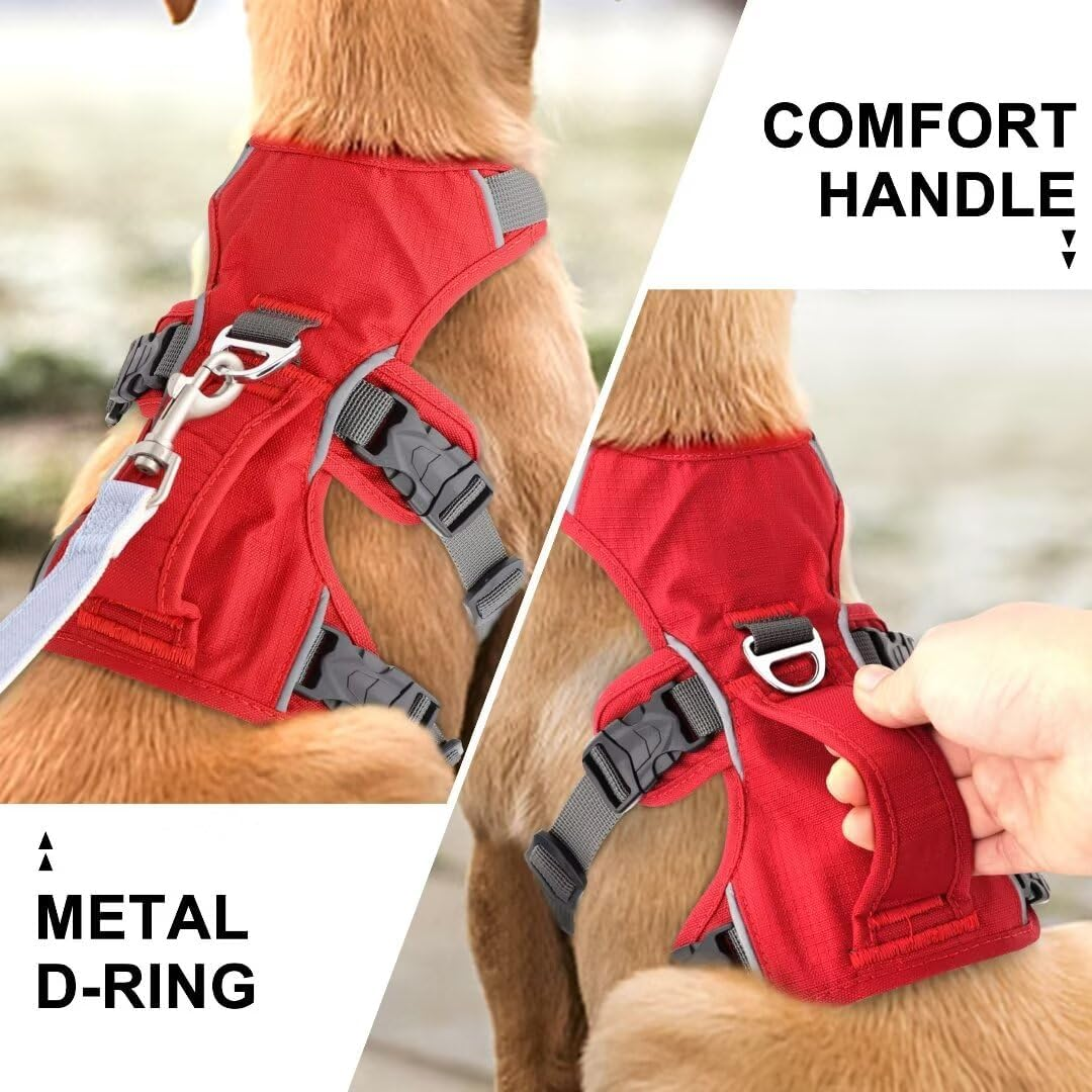 Beirui Escape Proof Dog Harness for Small Medium Large Dogs, Reflective Dog Harness No Pull with Padded Handle, Waterproof Dog Harness for Daily Walking Training (Red,Chest 11-22&rdquo;) image number 4