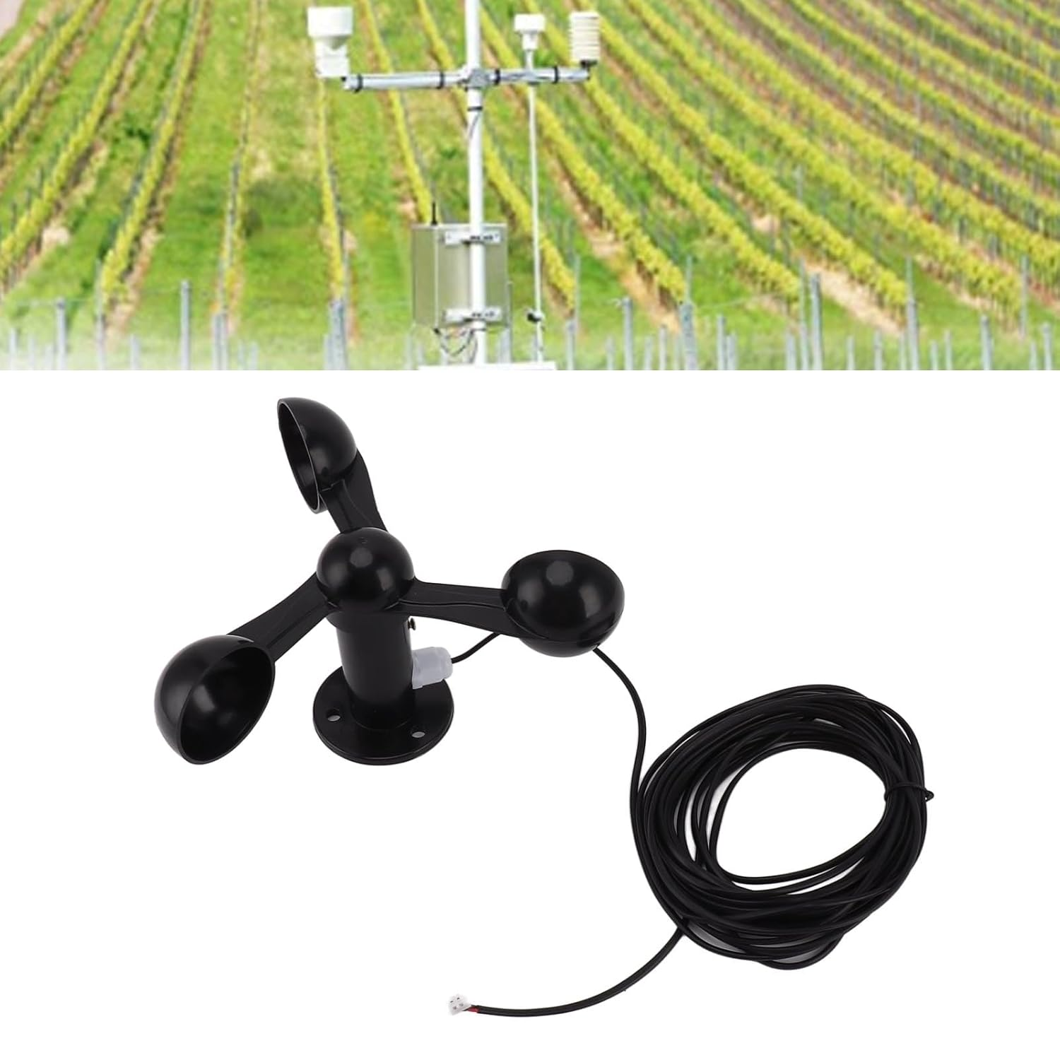 Anemometer Sensor, Anemometer Cup with 8M Waterproof Cable, Interference Resistant 3-Cup Wind Detector for Outdoor Use 0-3.8V (4Cm Mounting Hole) image number 5