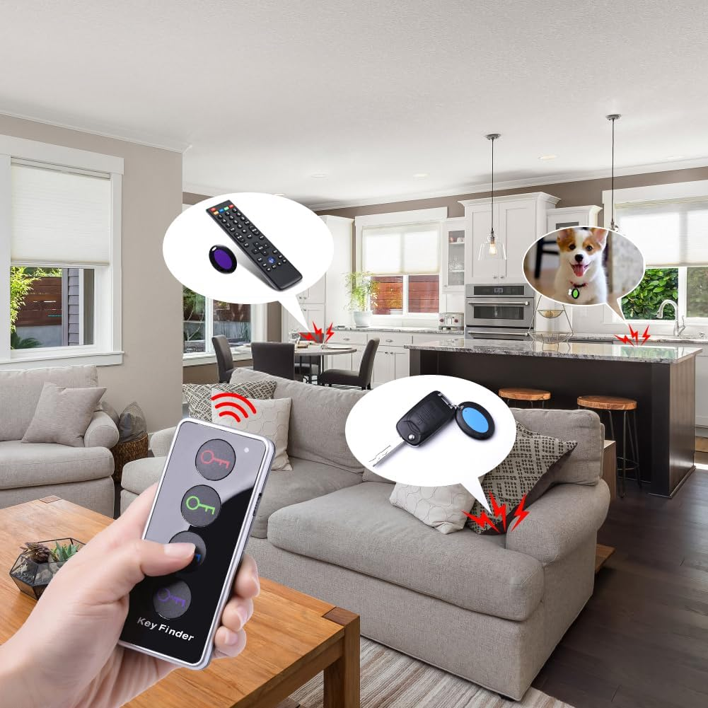 Key Finder, Item Tracker with LED Flashlight Function, Chlovoe Wireless Remote Control RF Key Finder Locator Phone Pet Wallet TV Remote Tracker（1 RF Transmitter & 4 Receivers） image number 6